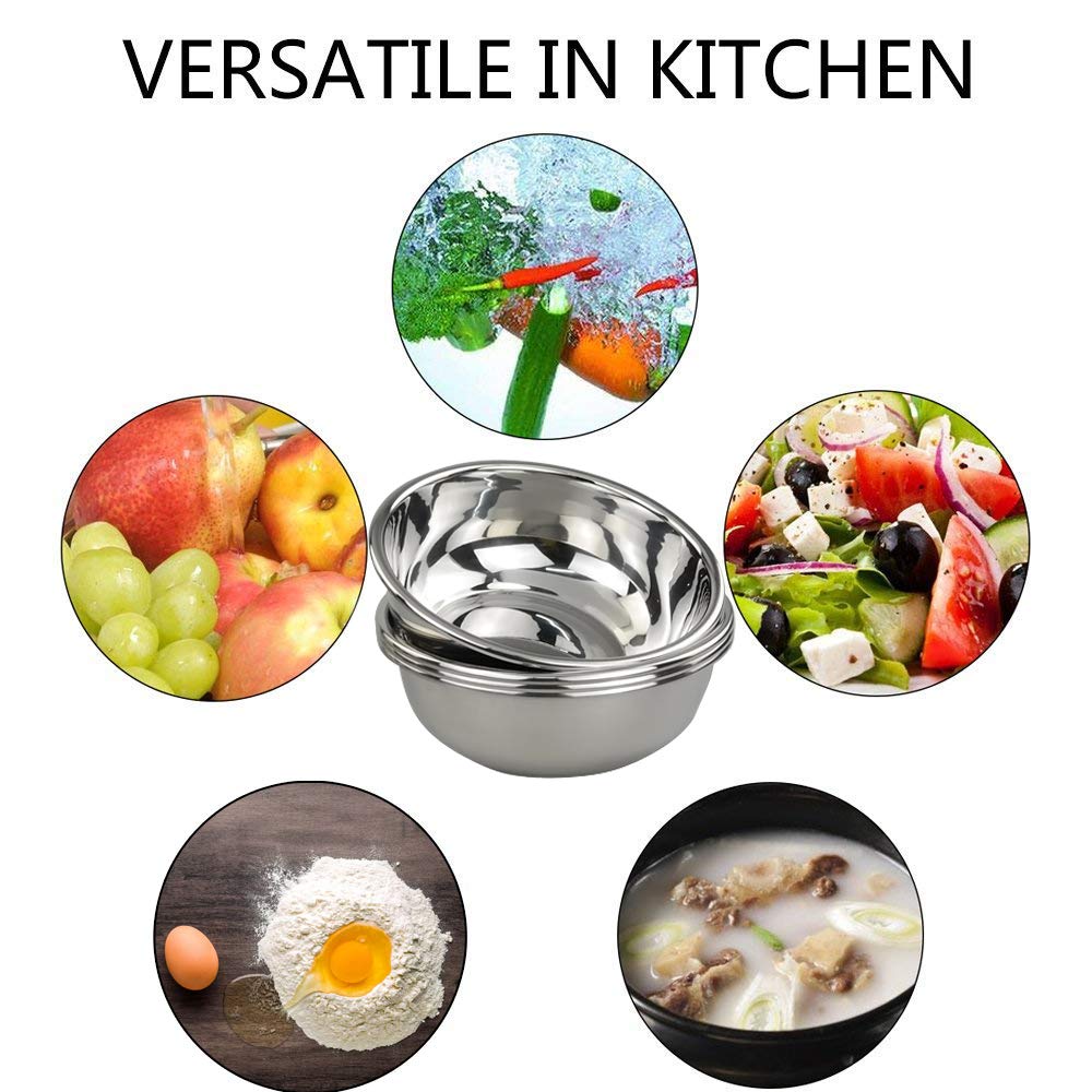 Doryh 18/10 Stainless Steel Mixing Bowls, Nesting Bowls For Meal Prep, Serving, Baking, Set Of 4
