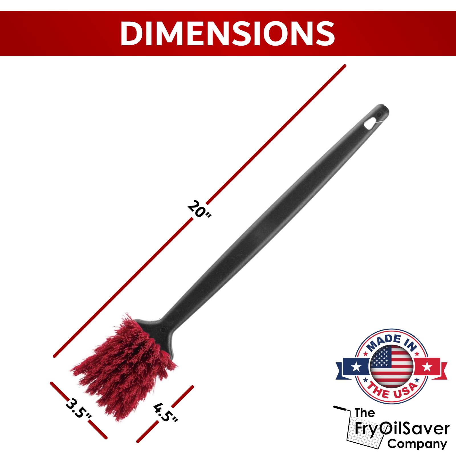 Fryoilsaver Co. 20'' Deep Fryer Cleaning Brush, Up To 425F High Heat Resistant, Pot Cleaning Brush For Commercial Kitchen Deep F