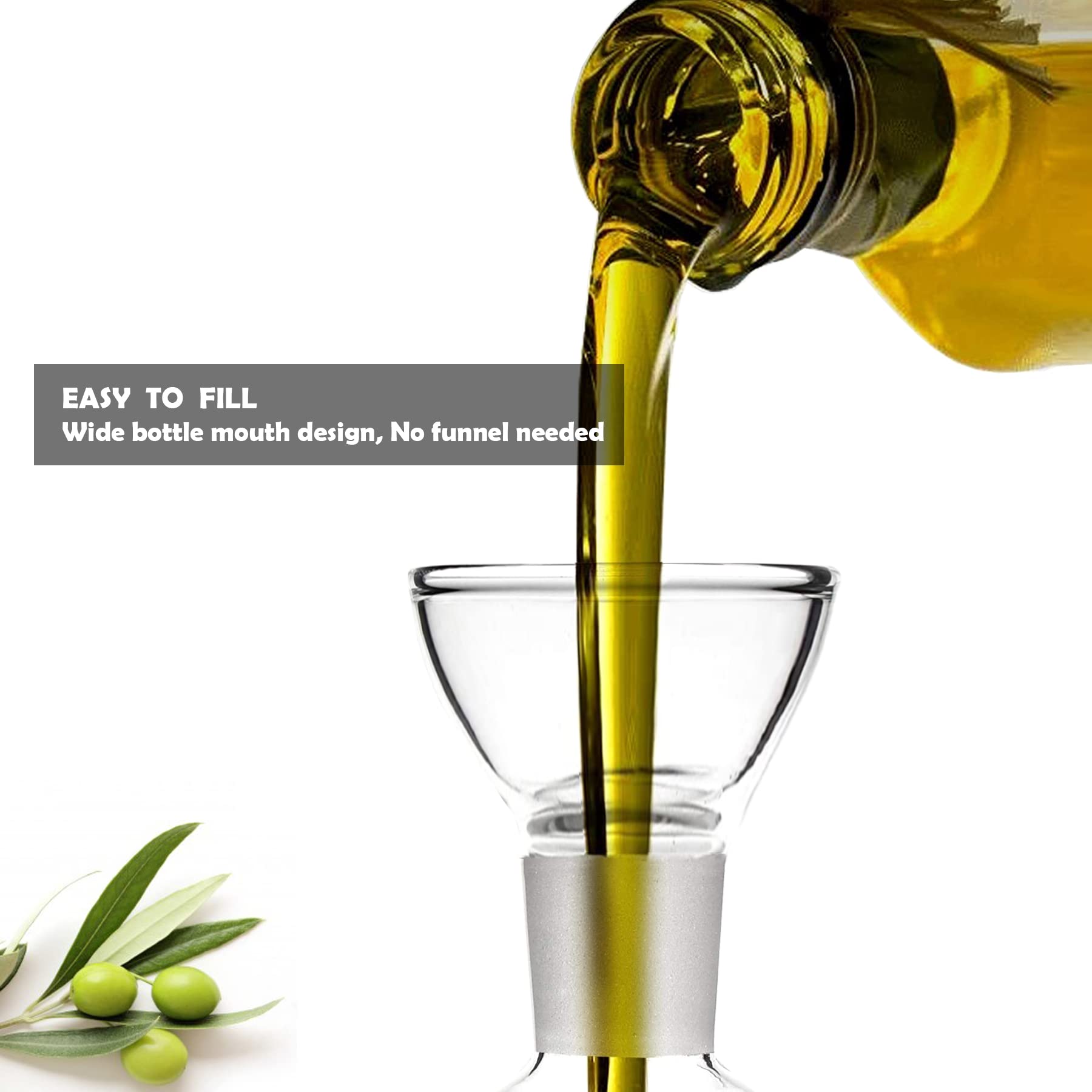 Haizeen 8 Ounce/240 Ml No Funnel Needed Olive Oil & Vinegar Dispenser Glass Cruet Decanter For Kitchen,Lab Glassware Seal Handic