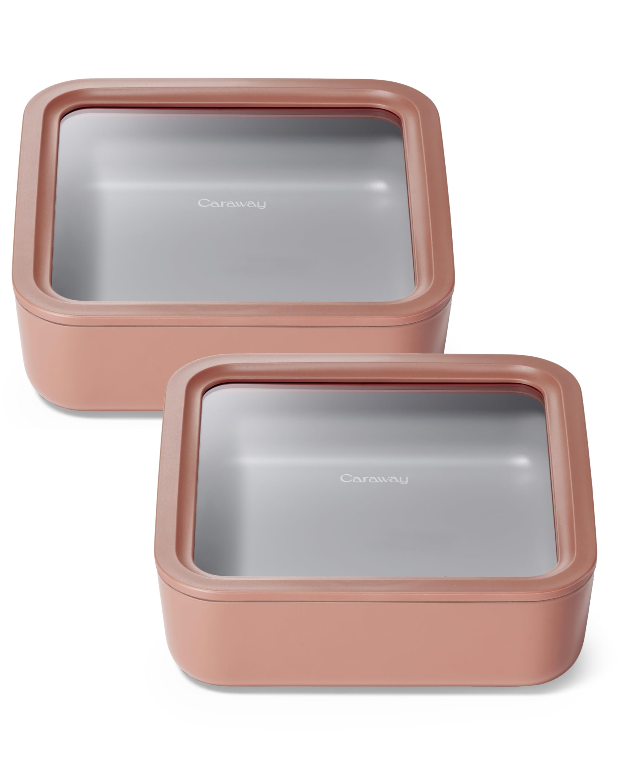 Caraway Glass Food Storage - 10 Cup Glass Container Duo - Ceramic Coated Food Container - Non Toxic, Non Stick Lunch Box Contain