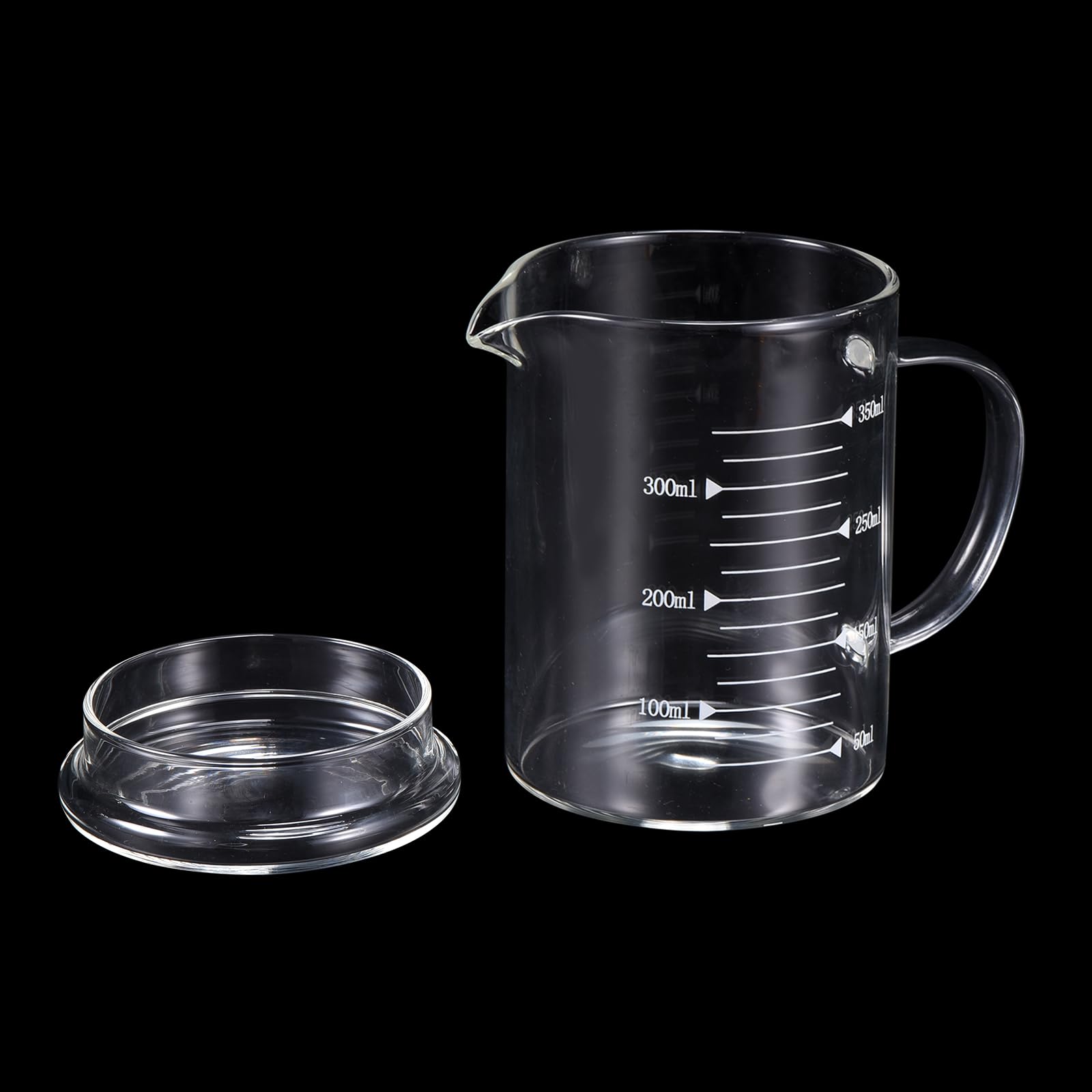 Patikil 350Ml Glass Measuring Cup, 3.3 Borosilicate Glass Graduated White Printed Scale Liquid Measure Cups Beaker With Glass Li