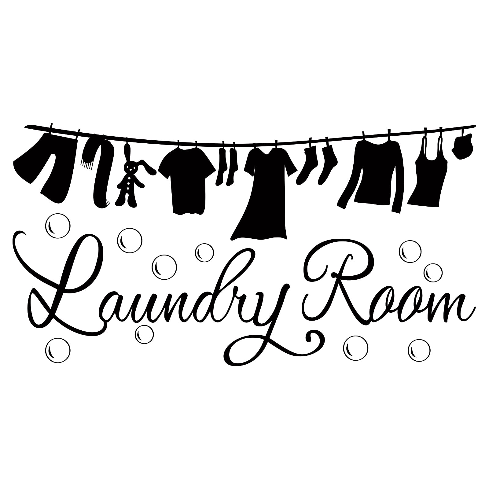 Superdant Laundry Room Wall Sticker Vinyl Clothes Icon Lettering Wall Art Decal For Home Washing Machine Dryer Laundry Room Wall
