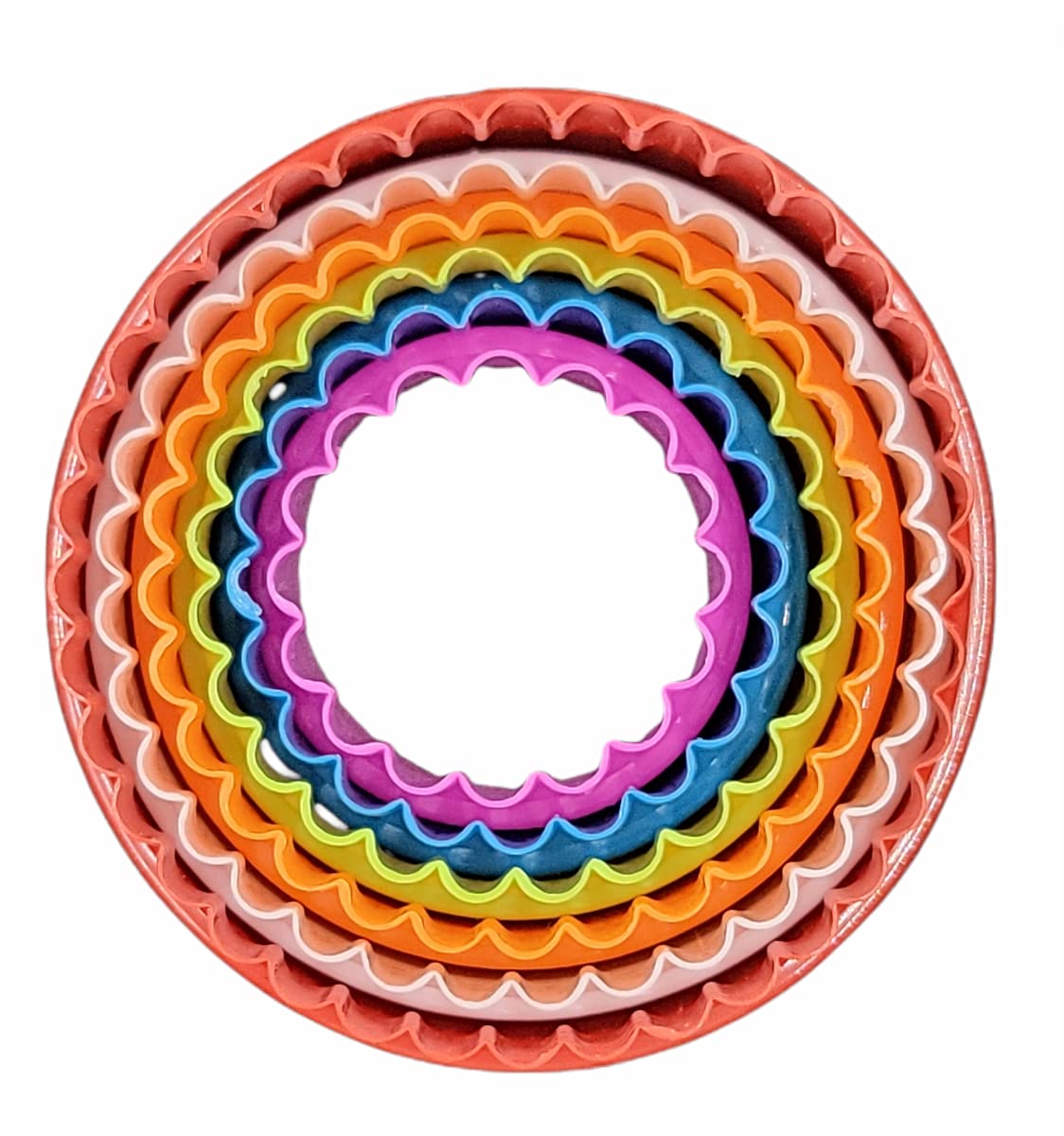 Handy Housewares 6Pc Dual-Sided Biscuit/Cookie Dough Cutter Set, Straight Round And Scalloped Flower Edged, Dishwasher Safe (1 S