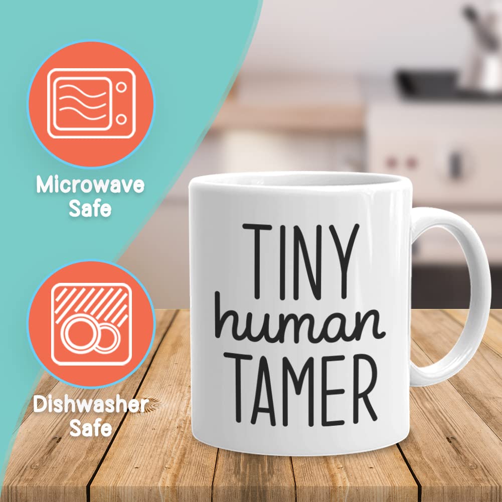 Bubble Hugs Preschool Teacher Coffee Mug 11 oz, Tiny Human Tamer Funny Gift Idea for Teaching Kindergarten Daycare School Apprec