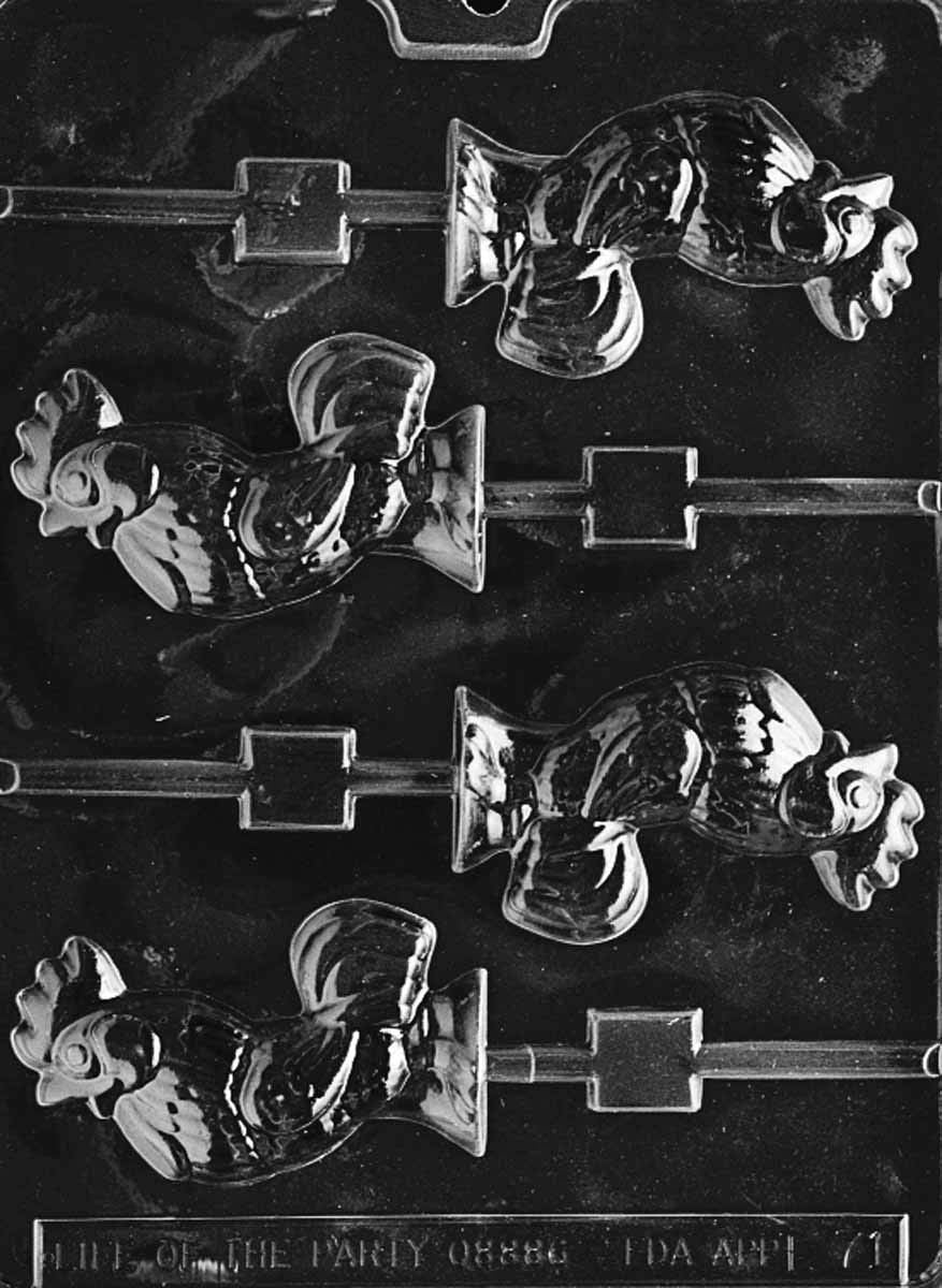 Grandmama'S Goodies E071 Rooster Lollipop Chocolate Candy Soap Mold With Exclusive Molding Instructions  (1)