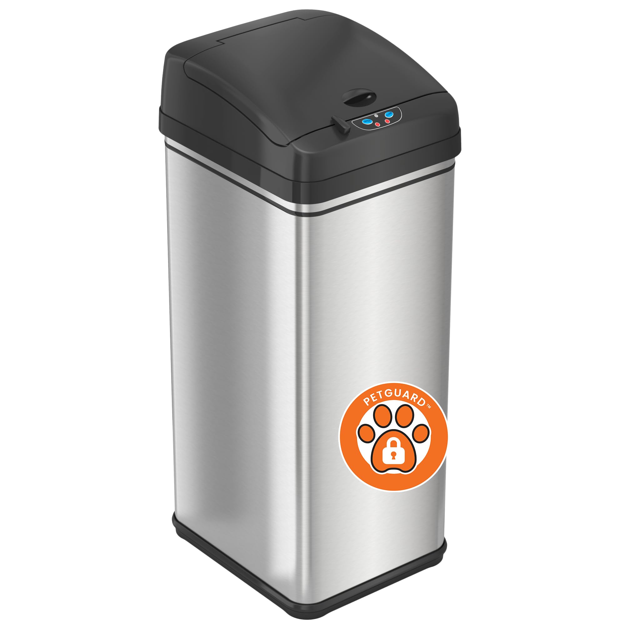 iTouchless 13 Gallon Pet-Proof Sensor Trash Can with AbsorbX Odor Filter Kitchen Garbage Bin Prevents Dogs & Cats Getting in, Ba