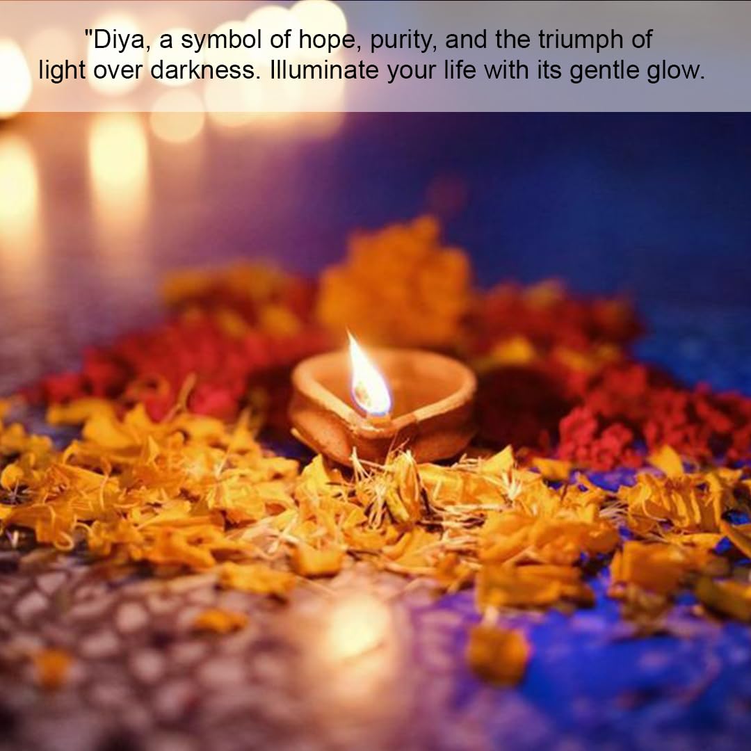 Diwali Diyas Clay Diya Diyas for Pooja with Cotton Wicks [14 Pcs] - Indian Puja Oil Lamp Diwali Pooja - Diwali Decoration for Ho