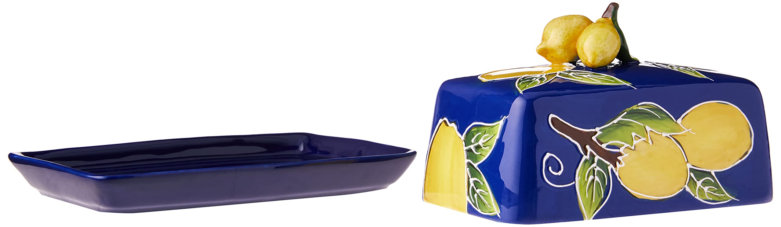 Blue Sky Ceramic Lemon Butter Dish  Multicolor