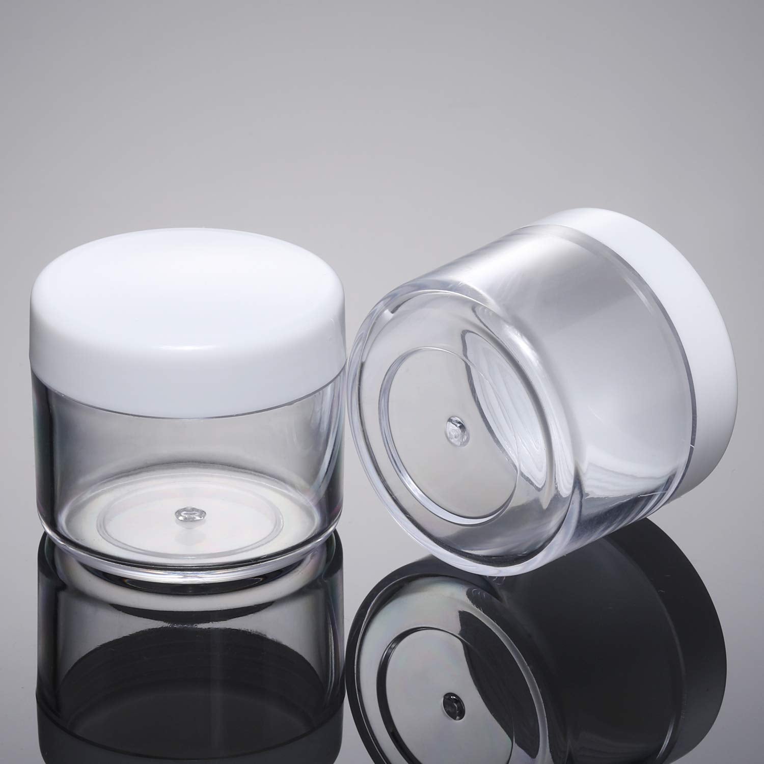 20 Pieces Round Pot Jars Plastic Cosmetic Containers Set With Lid For Liquid Creams Sample, 20 Ml/ 0.7 Oz (White Lid)