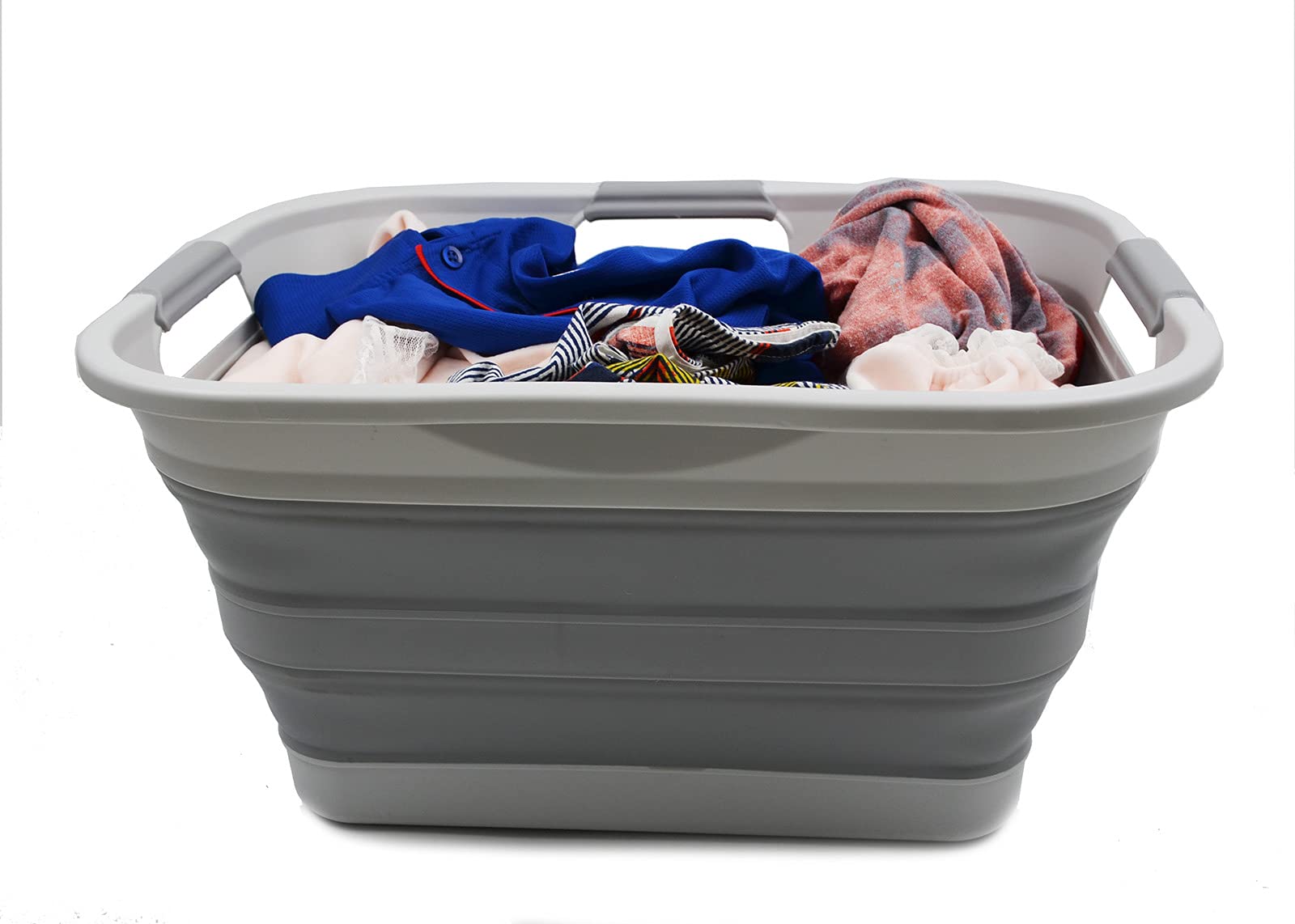 Sammart 30L(8 Gallon) Collapsible Plastic Laundry Basket - Foldable Pop Up Storage Container/Organizer - Portable Washing Tub -