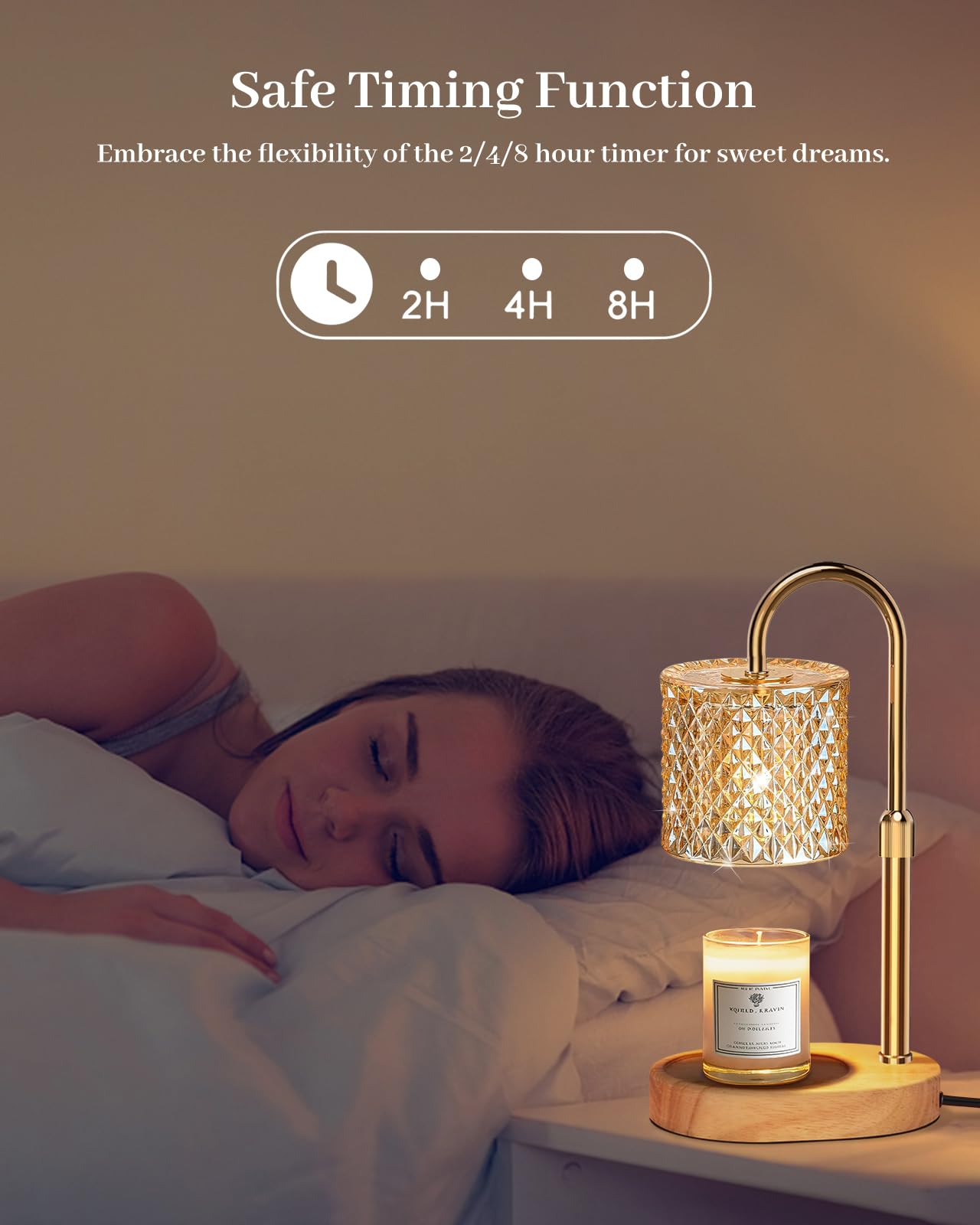 Engpure Candle Warmer Lamp with Timer & Dimmable - Elegant Wax Melter for Jar Candles, Auto-Off 2H/4H/8H Housewarming & Birthday
