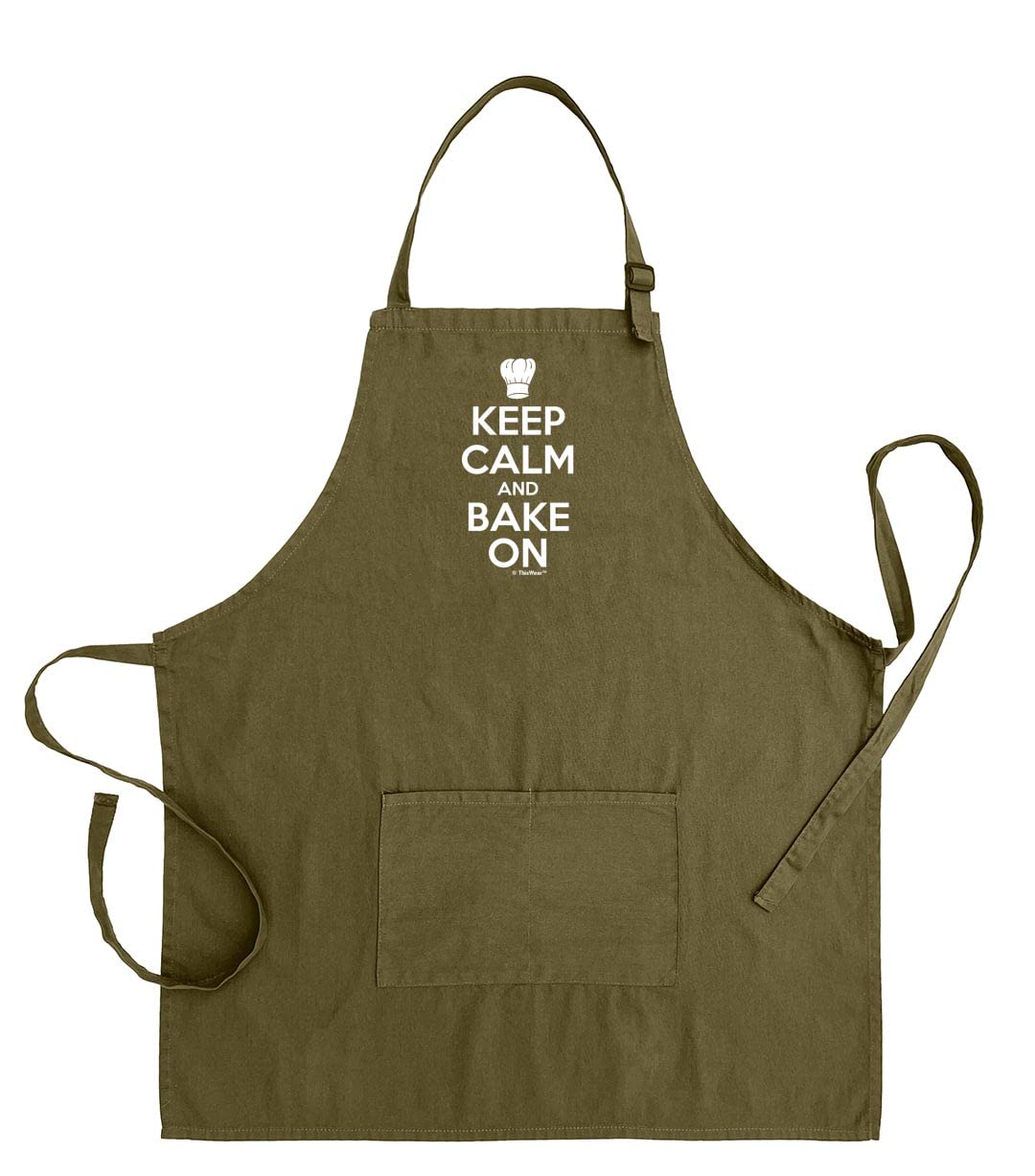 Thiswear Baker Gifts For Men Keep Calm And Bake On Two Pocket Adjustable Bib Apron Military Green