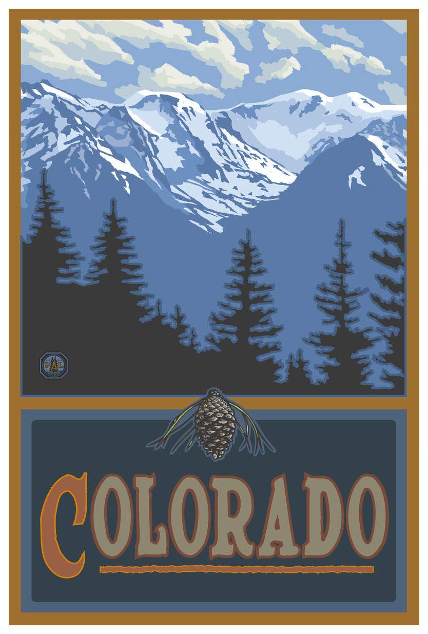 Art Of Place Colorado Snowy Mountain Ridges Giclee Art Print Poster From Travel Artwork By Artist Paul A. Lanquist 12'' X 18''