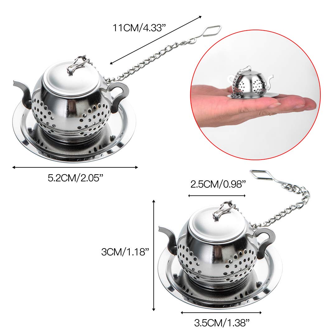 Meichu 4Pcs Tea Balls For Loose Leaf, Stainless Steel Tea Infusers For Loose Tea, Tea Strainers With Chain Hook And Saucer (Silv