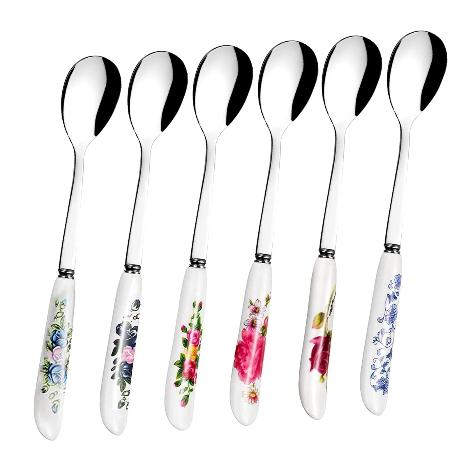 Coffee Spoons For Coffee Bar Accessories - 6Pcs Stainless Steel Kitchen Coffee Bar Stirring Spoon Ice Tea Spoon Chinese Flower T