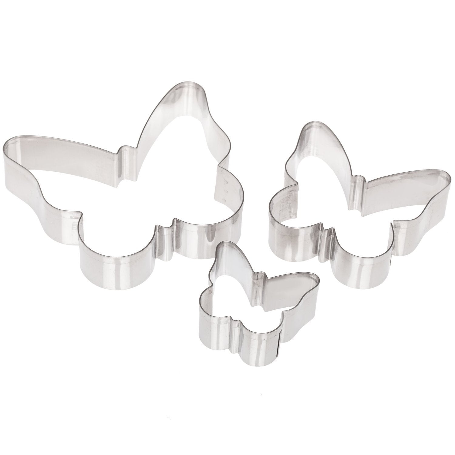 Ateco Plain Edge Butterfly Cutter Set In Assorted Sizes, Stainless Steel, 3 Pc Set