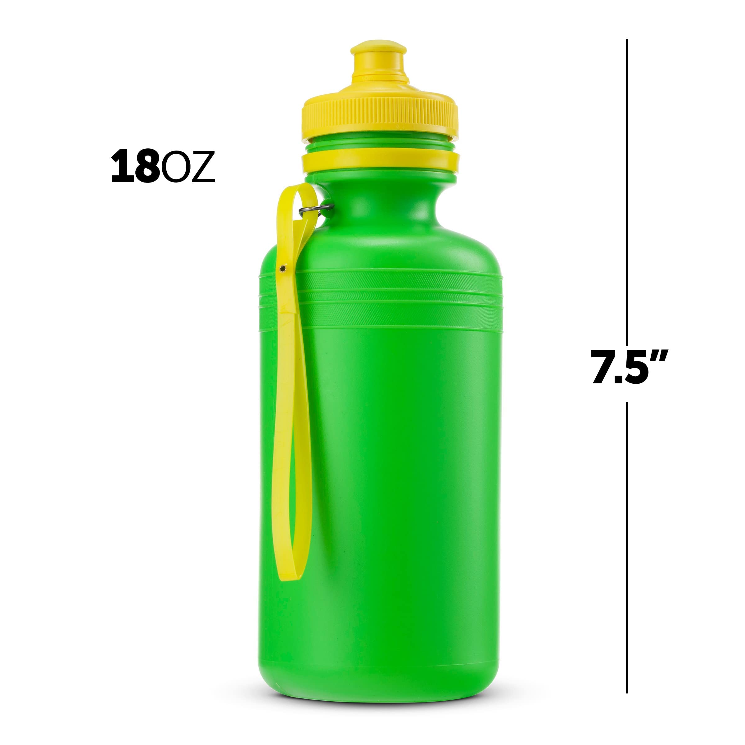 Bulk Water Bottles For Kids - (Pack Of 12) 18 Oz - 7.5 Inch Bpa-Free Plastic Squeeze Sports Bottles With Pop-Up Tops & Handles F