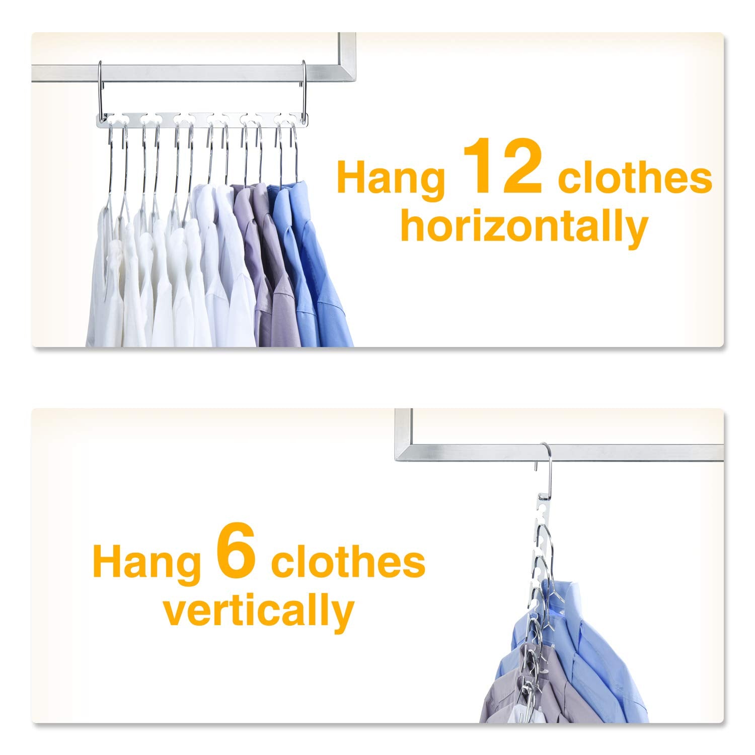 HOUSE DAY Metal Magic Hangers Space Saving Hangers for Clothes Hangers Space Saving Wardrobe Clothing Hanger Organizer Closet Space Saver Hangers (12 Pack)