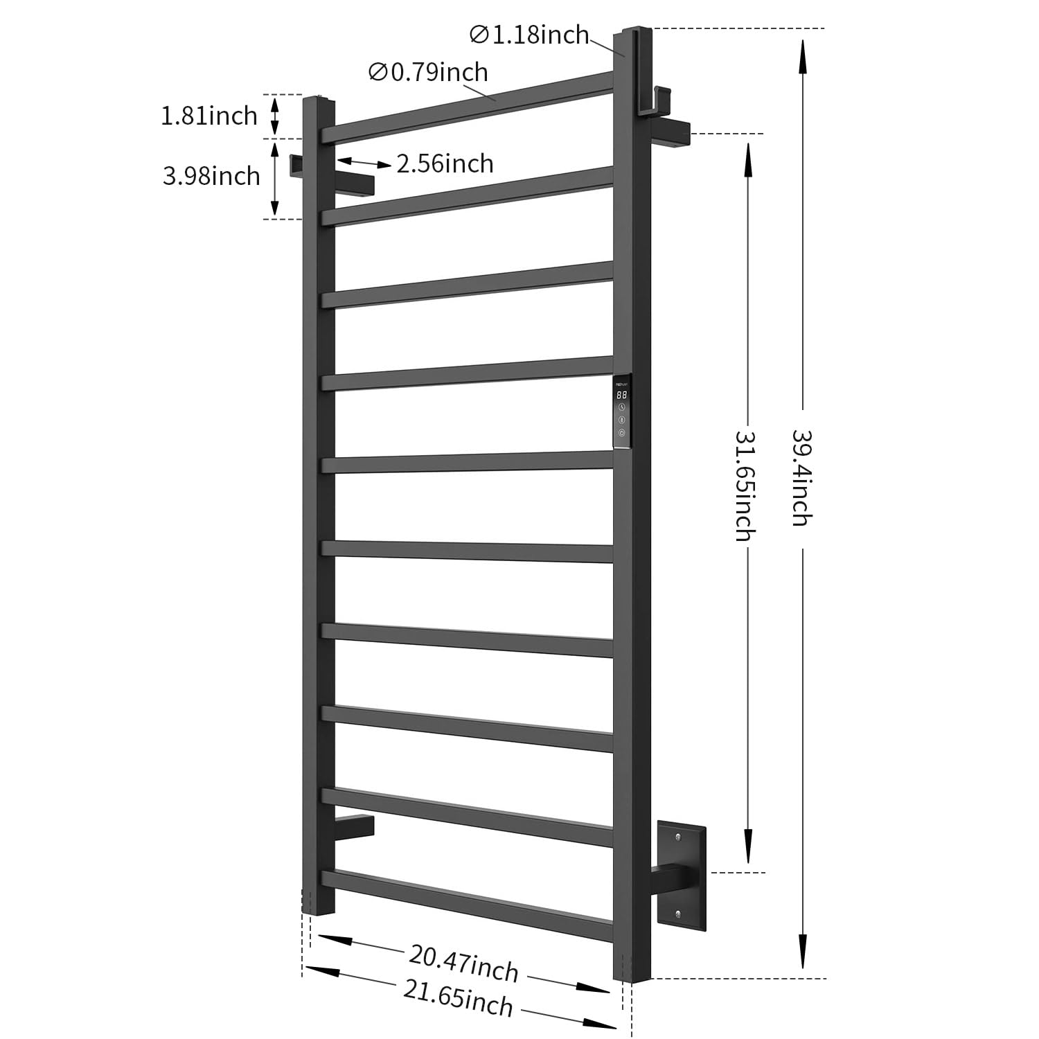 P&Bhusri Heated Towel Rack, 10-Bar Towel Warmer Rack For Bathroom, Wall Mounted Towel Warmer, Electric Towel Drying Rack With Ti