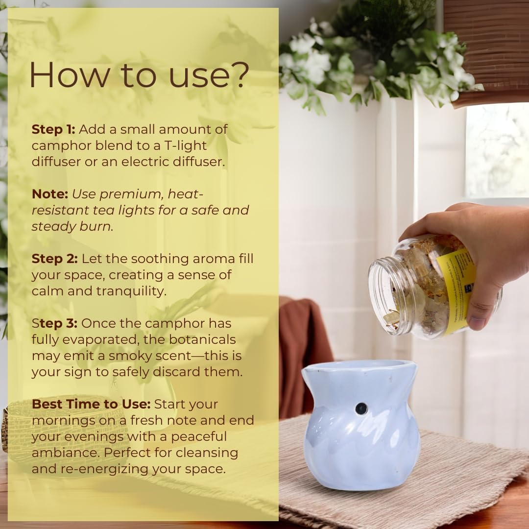 Nytarra Frangipani Mystical Camphor Blend - 300G | Pure Kapoor/Kapooram For Diffuser, Daily Use & Meditation | Infused With Herb