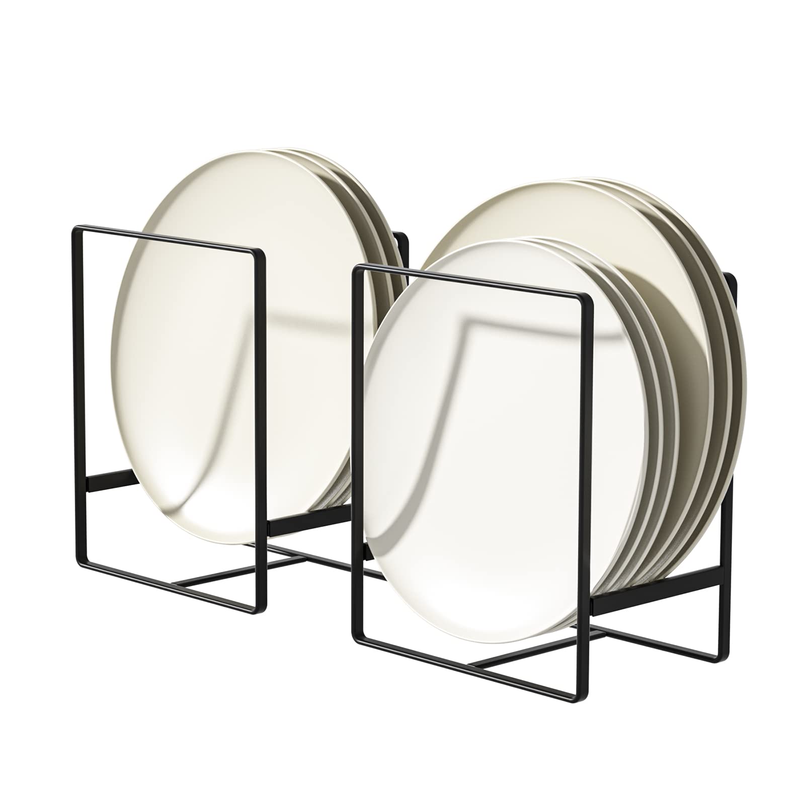 Hikinlichi 2 Pack Large Plate Holders Organizers Upright Cabinet Dish Drying Racks Metal Plate Dish Organizers Racks Stands For