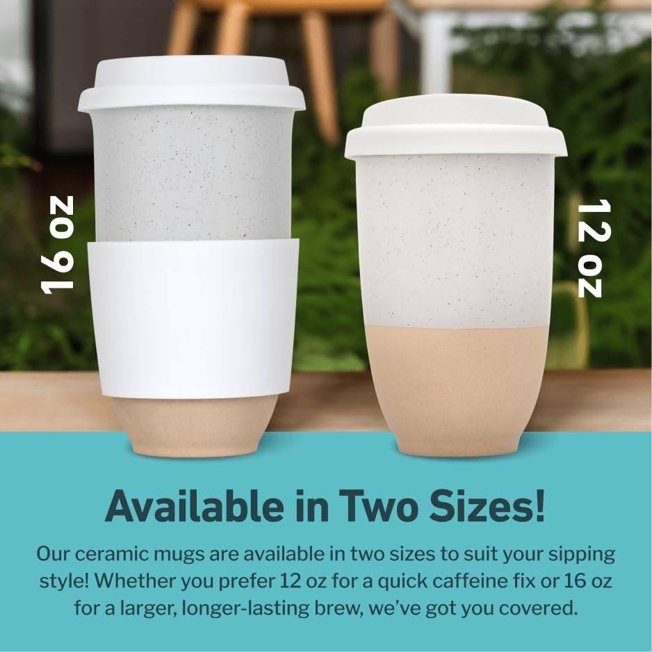 NOVA CERAMICS Travel Mug - Coffee Mug Travel - Microwave & Dishwasher Safe Coffee Clay Tumbler - Gifts For Women Men Him Her - 1