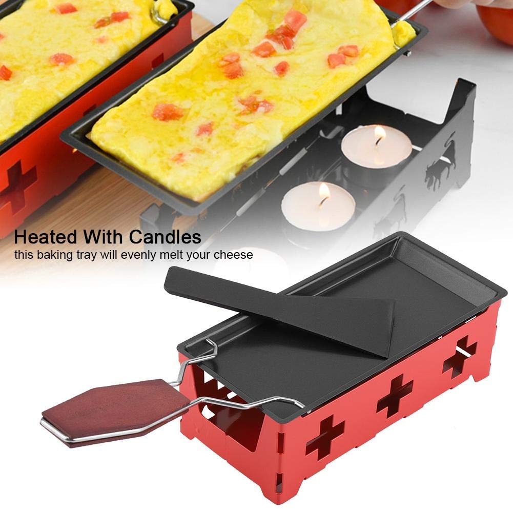 Cheese Raclette Rotaster Portable Non-Stick Baking Tray Stove Set Wooden Handle Home Kitchen Grilling Tool With Spatula
