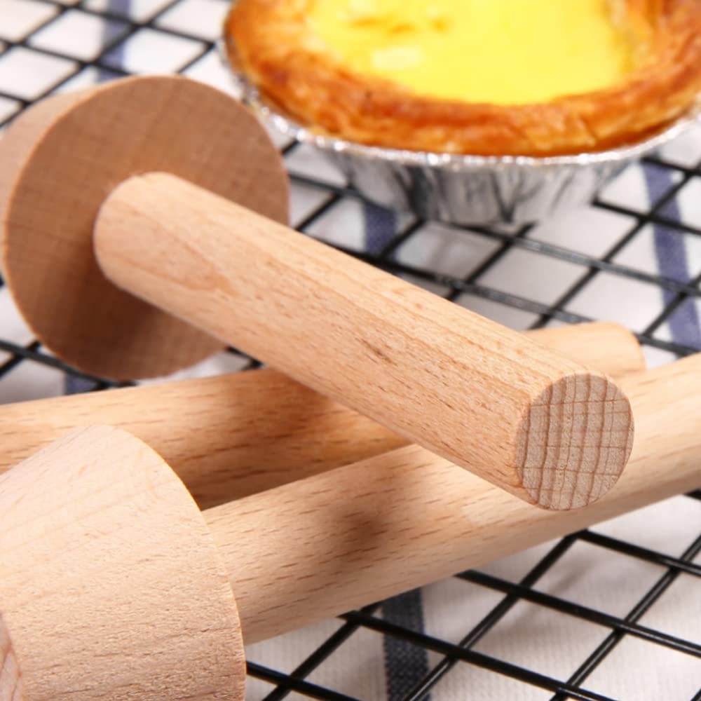3Pcs Tart Tamper Set,Double Sided Wooden Tart Tamper Set Diy Wooden Removable Dough Molding Presser Baking Tool For Mini Egg Tar