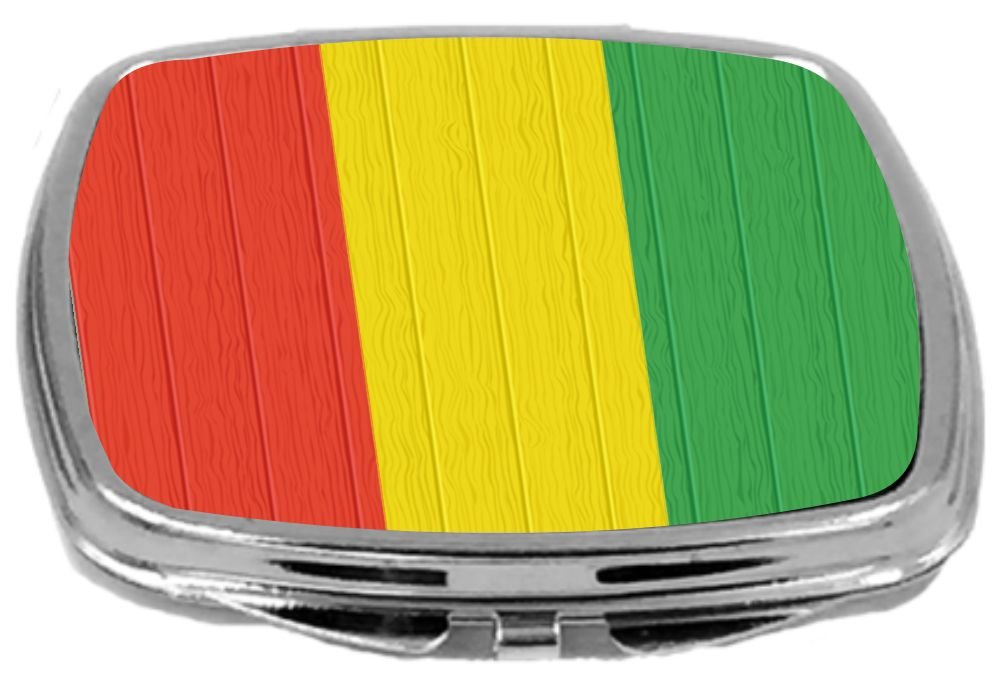 Rikki Knight Compact Mirror On Distressed Wood Design, Guinea Flag, 3 Ounce