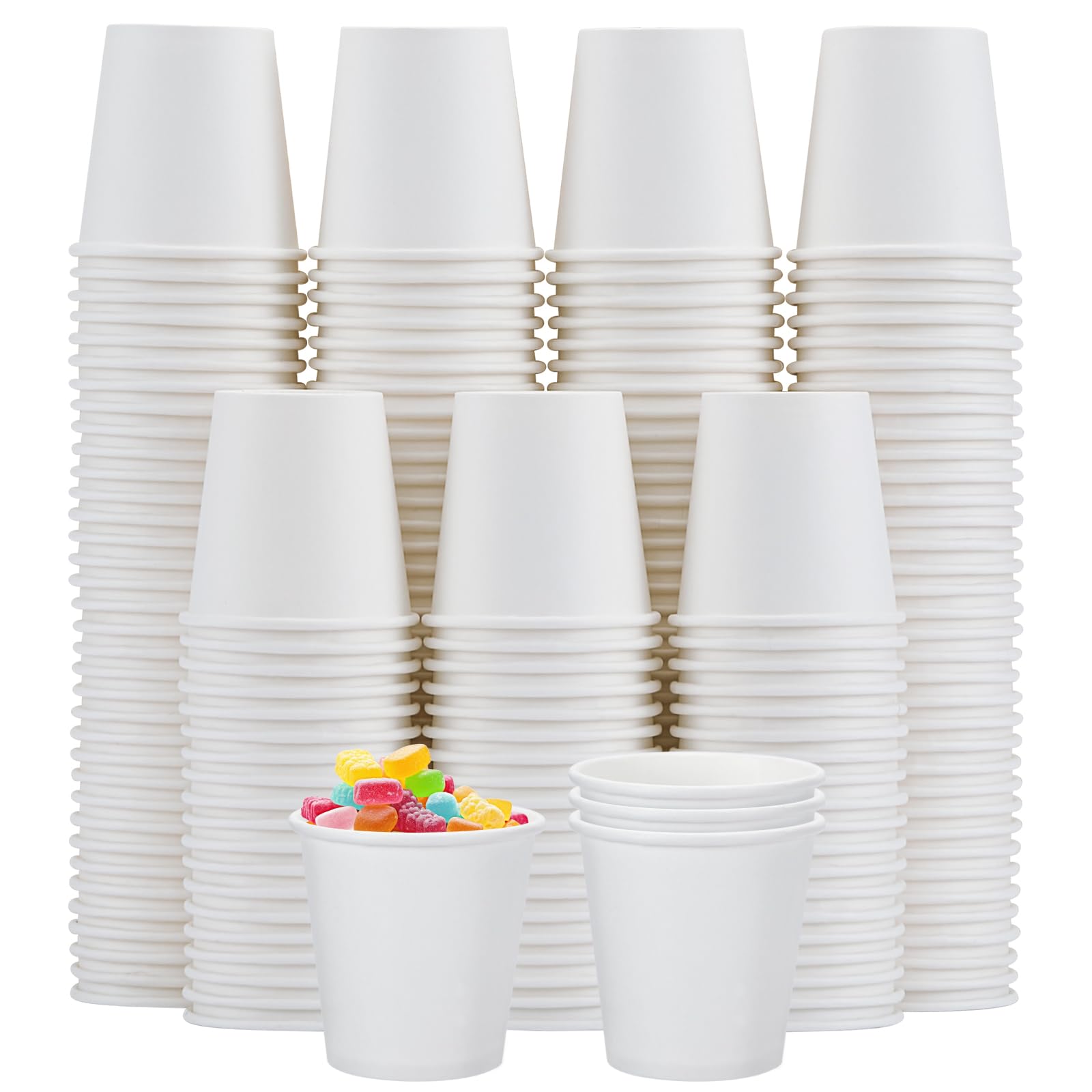 Clawsoff [300 Pack 3 oz Paper Cups White, Small Mouthwash Cups 3 OZ, Mini Disposable Bathroom Cups, Paper Cups 3 Ounce for Bathr