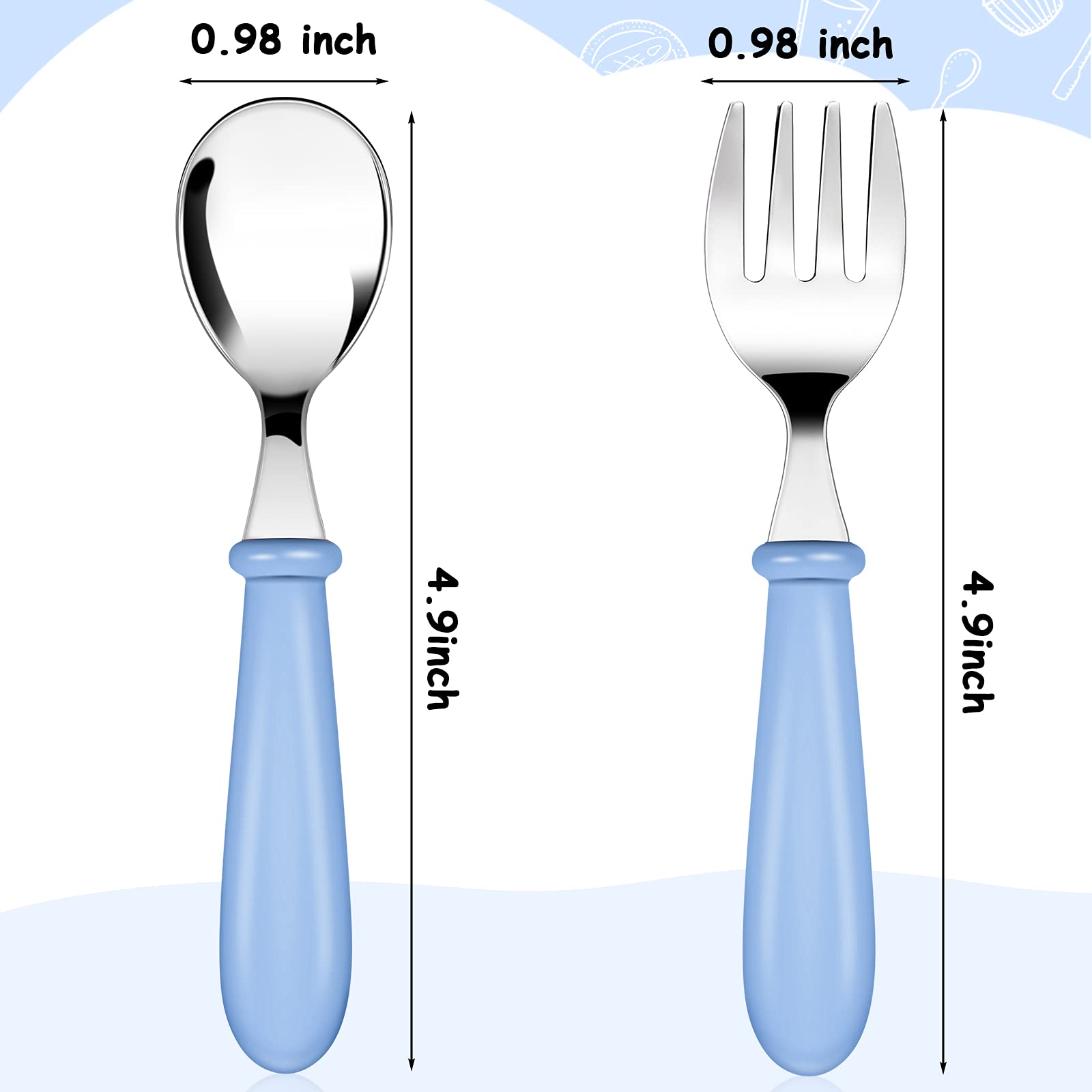 12 Pieces Kids Fork and Spoon Silverware Set Stainless Steel Utensils Flatware Round Handle Utensils Kids Silverware Cutlery Set