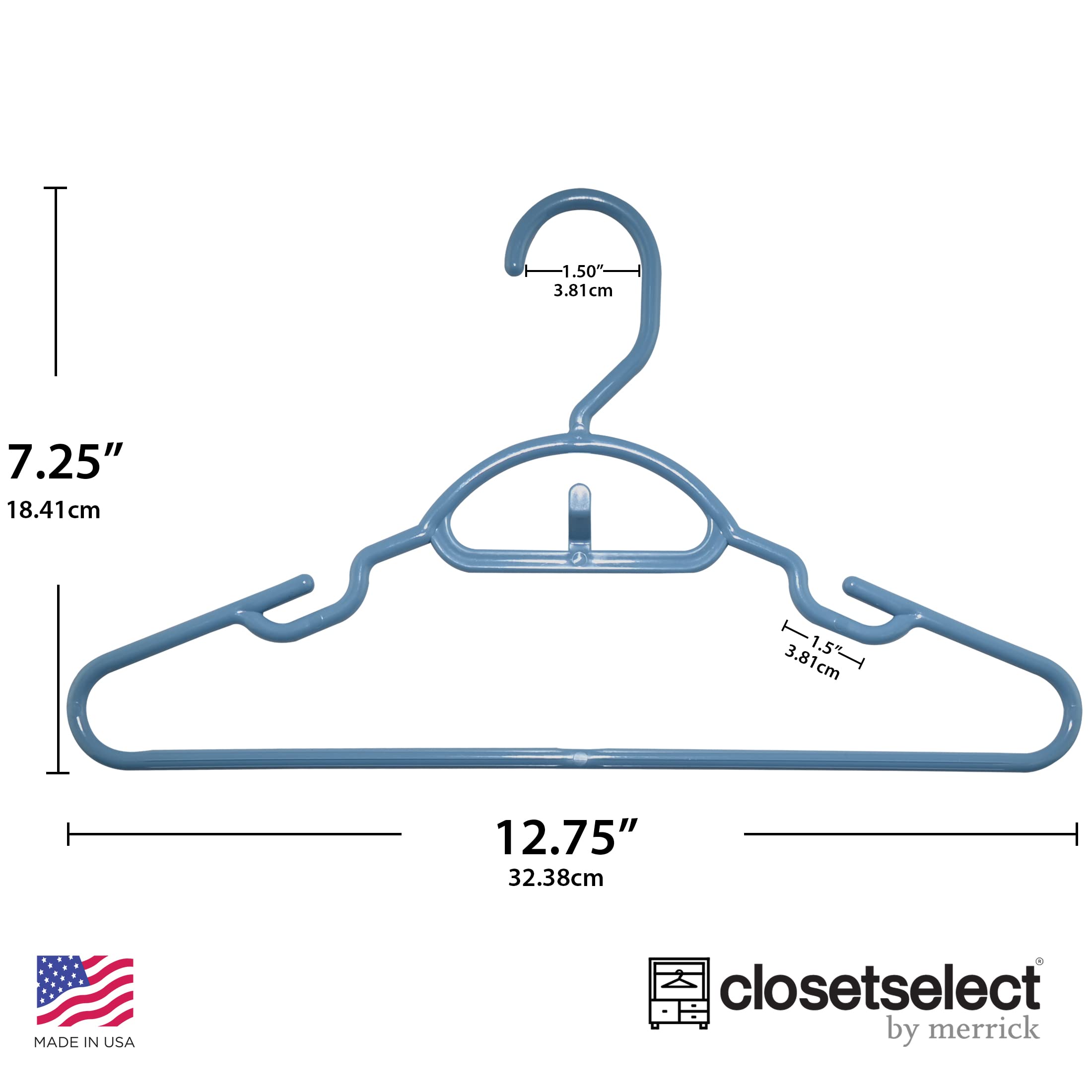 30 Pk Blue Youth Petite Plastic Hangers For Children Clothes Sizes 8 To 14, Petite,Teen, Preteen, Junior, 30 Pack (Waltz Blue)