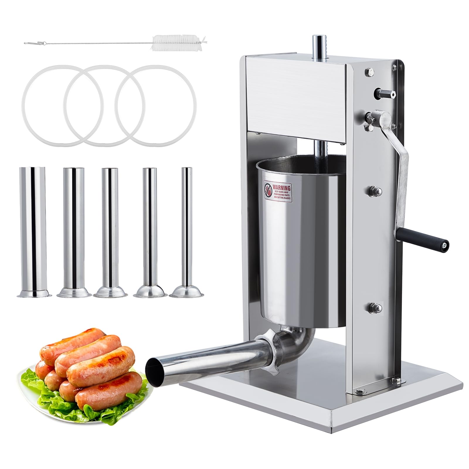 Sausage Stuffer, Manual 11LBS/5L Sausage Maker Machine, Meat Stuffer with Dual Speed, Stainless Steel Heavy Duty Sausage Filler 