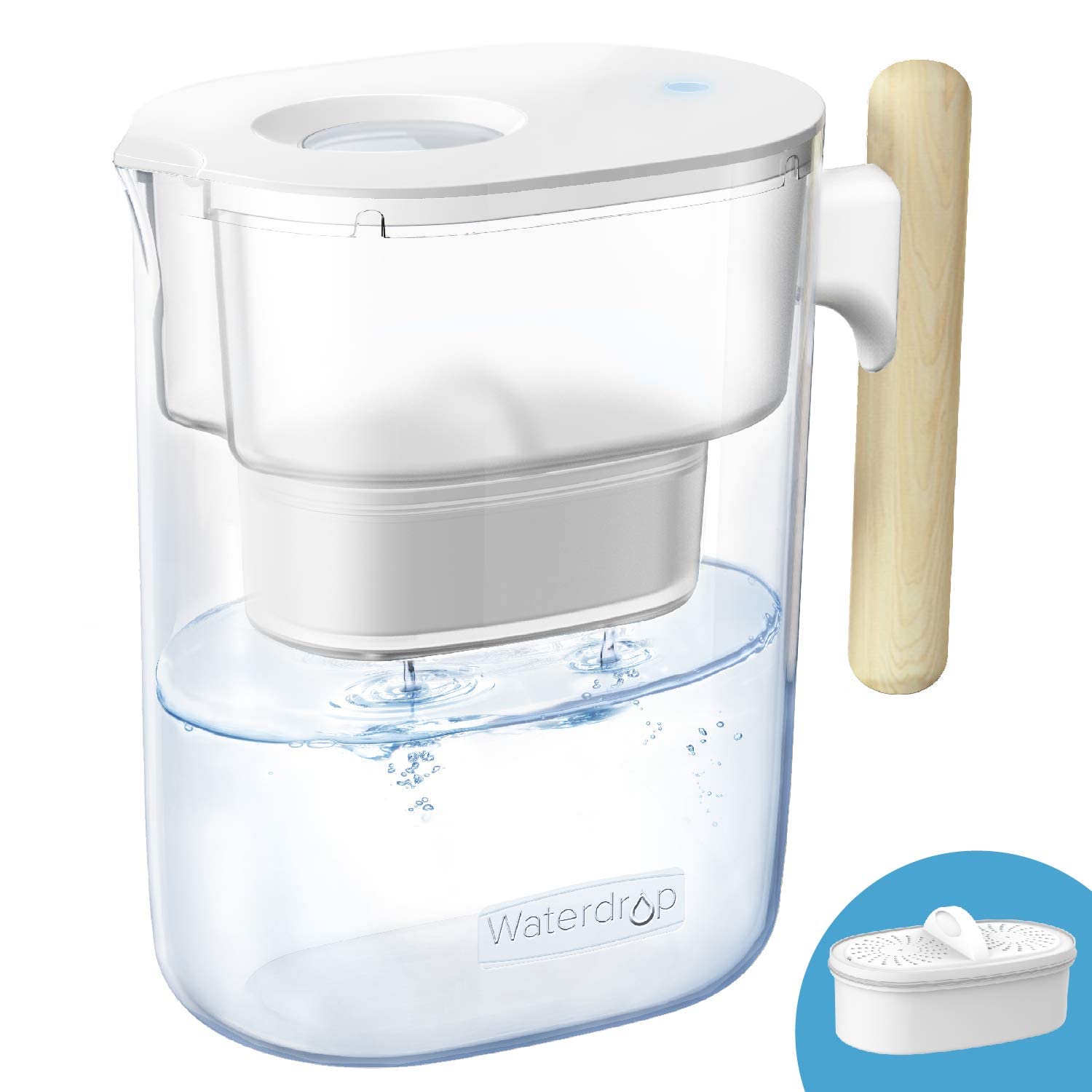 Waterdrop 200-Gallon Long-Life Chubby 10-Cup Water Filter Pitcher With 1 Filter, Nsf Certified, 5X Times Lifetime, Reduces Pfas,
