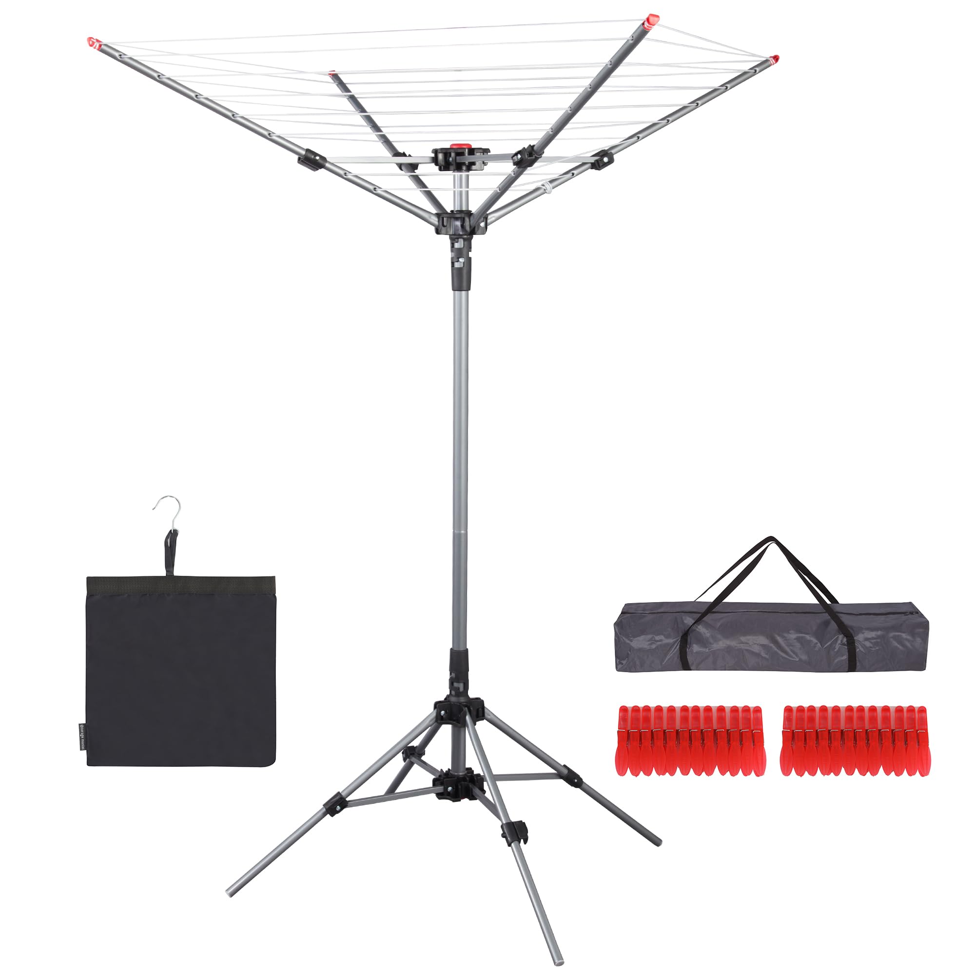 Sto Sto Umbrella Clothesline For Laundry, 4-Arm 8 Lines With 82 Feet Drying Space, Steel Frame, Adjustable Height, Outdoor Umbre