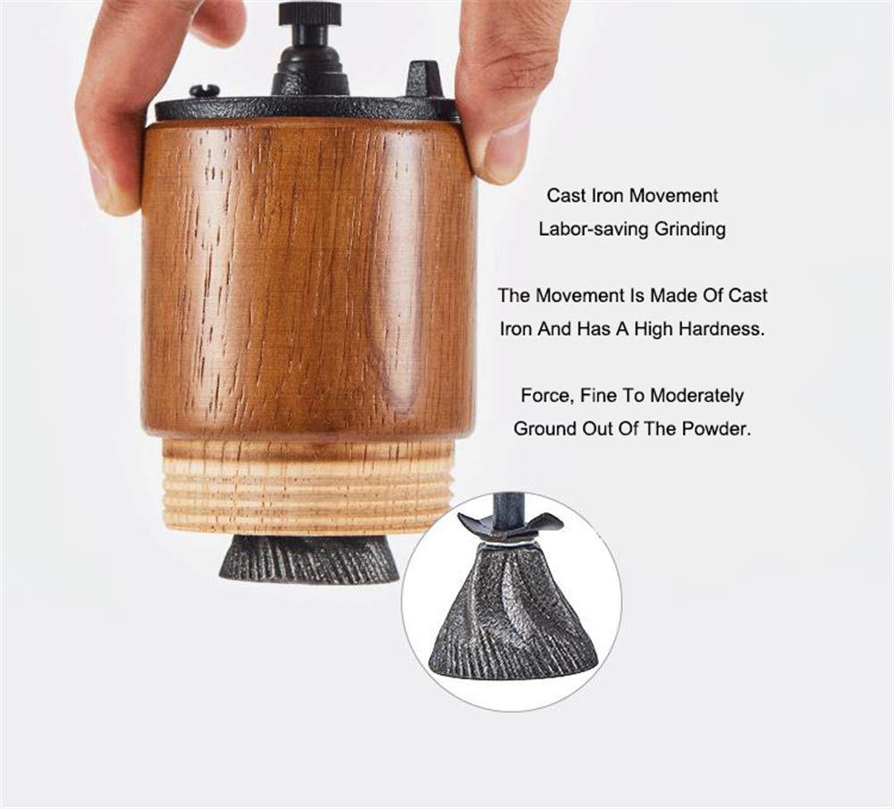 Fumao Akirakoki Manual Coffee Grinder - Wooden Mill with Cast Iron Burr, Portable Adjustable, Large Capacity, Brown