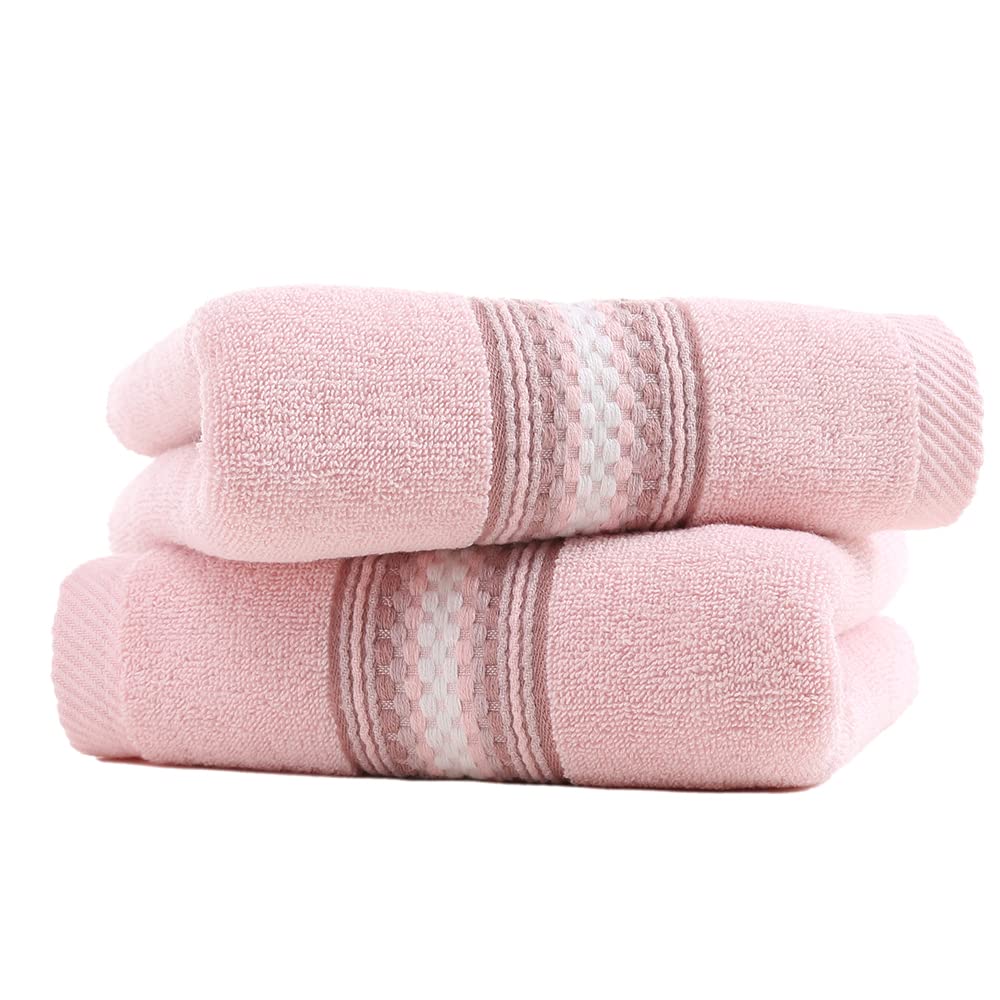 Yiluomo Pink Hand Towels 100% Cotton Soft Absorbent Summer Decorative Textured Striped Decorative Hand Towel For Bathroom 13 X 2