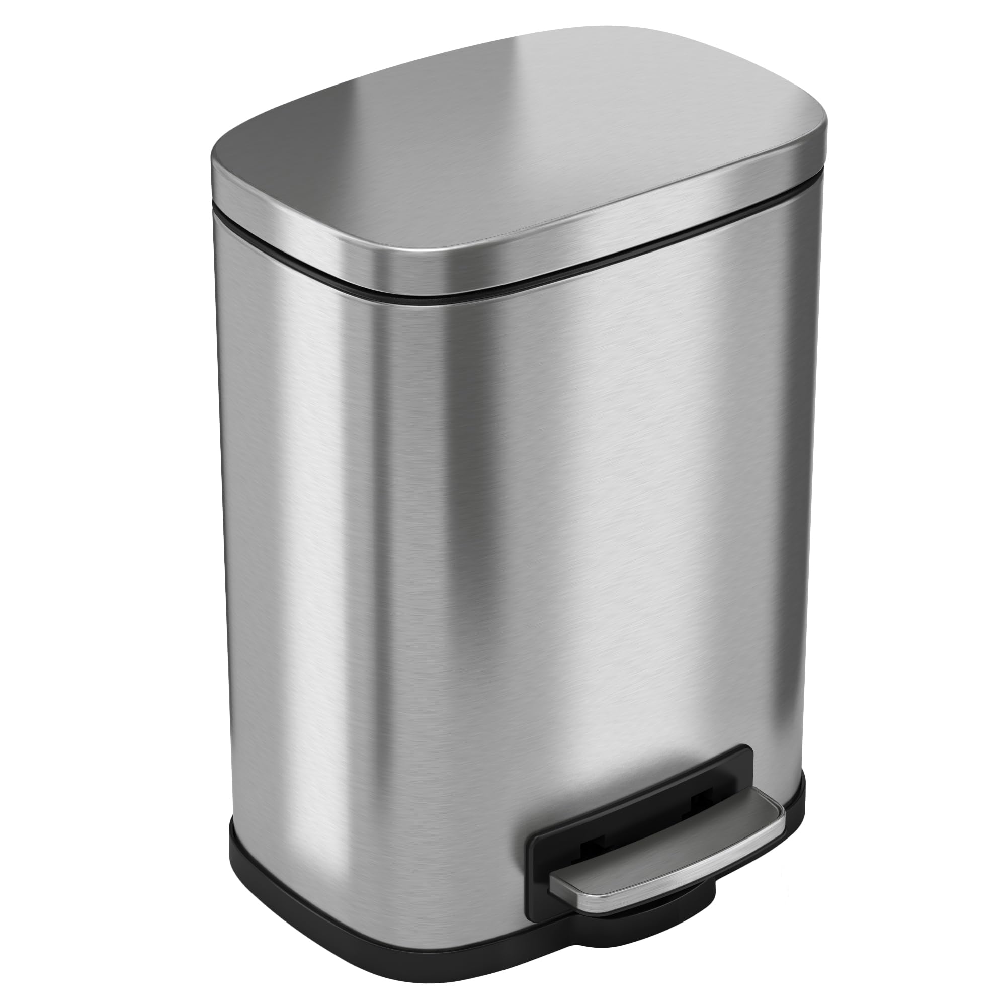 iTouchless SoftStep 1.32 Gallon Small Bathroom Stainless Steel Step Trash Can  5 Liter Pedal Bin  Removable Inner Bucket  Soft and Silent Open and Close
