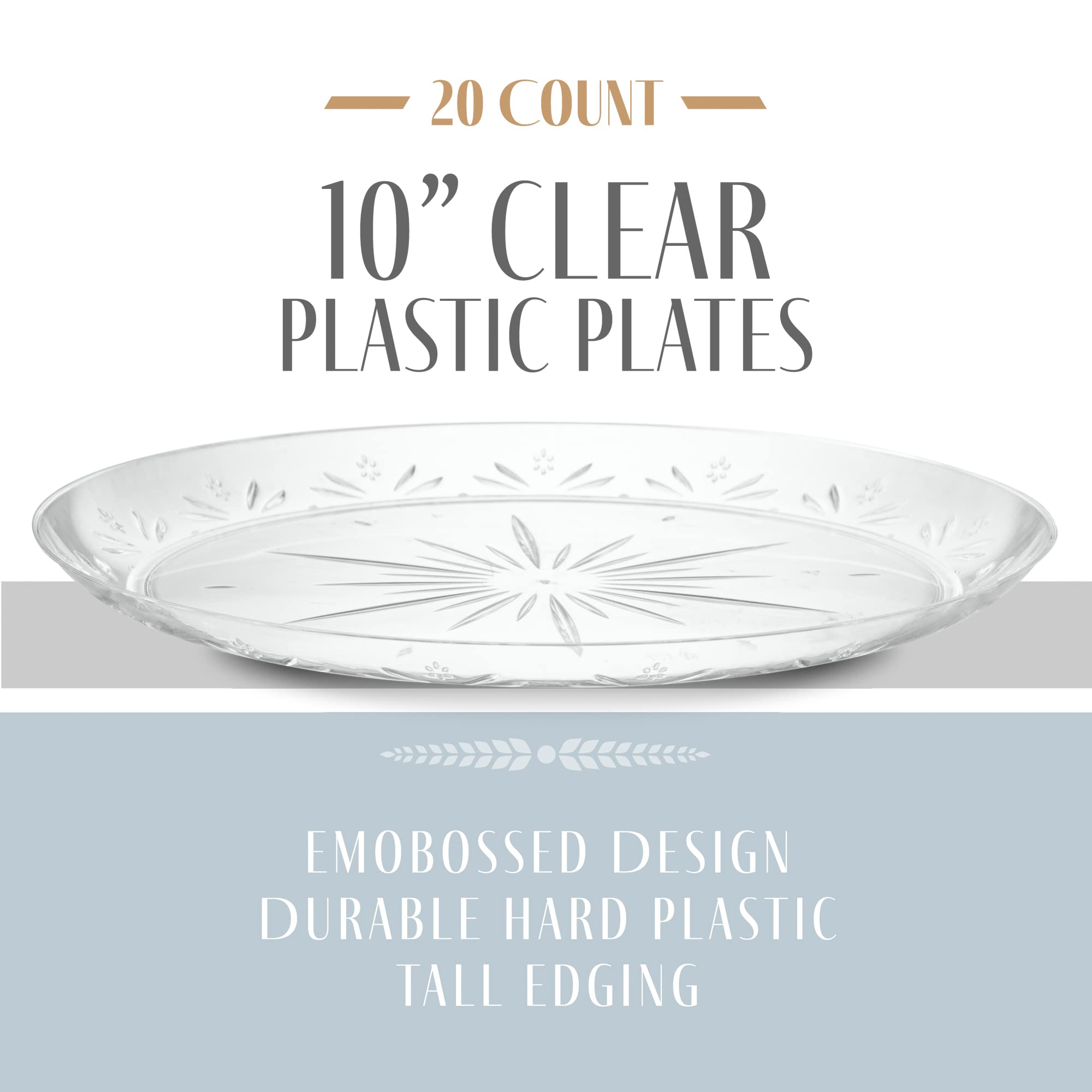 PLASTICPRO 10'' inch Premium Extra large Heavy Weight Crystal Clear Disposable Plastic Dinnerware Party Plates or Platter Pack of 80