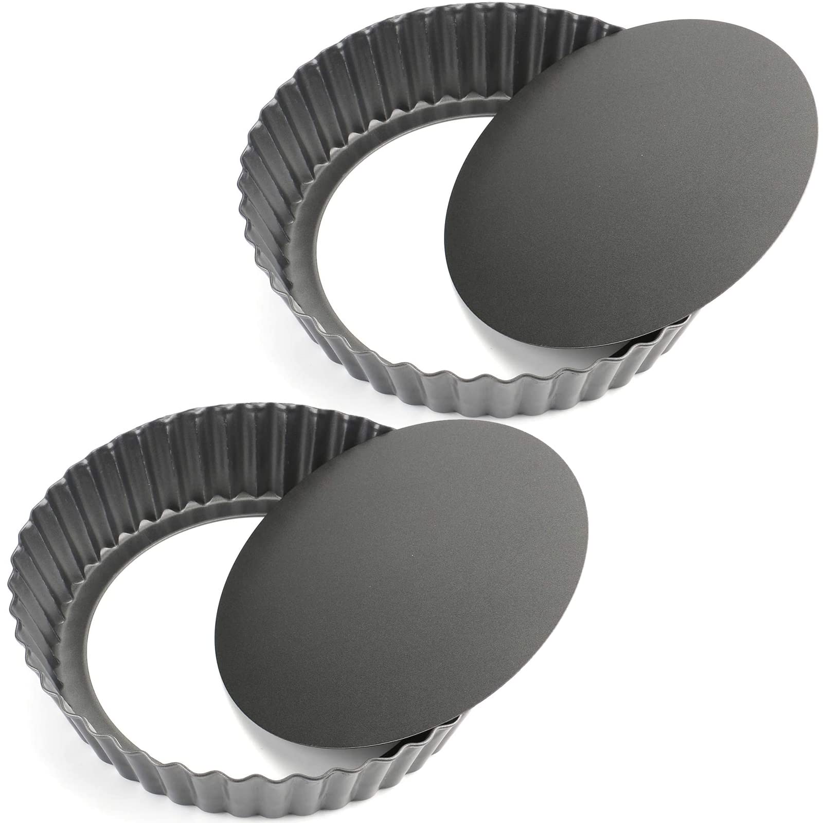 Tosnail 2 Packs 9.5'' X 2'' Nonstick Tart Pan With Removable Bottom, Quiche Pan Deep Pie Pan Round Baking Pan