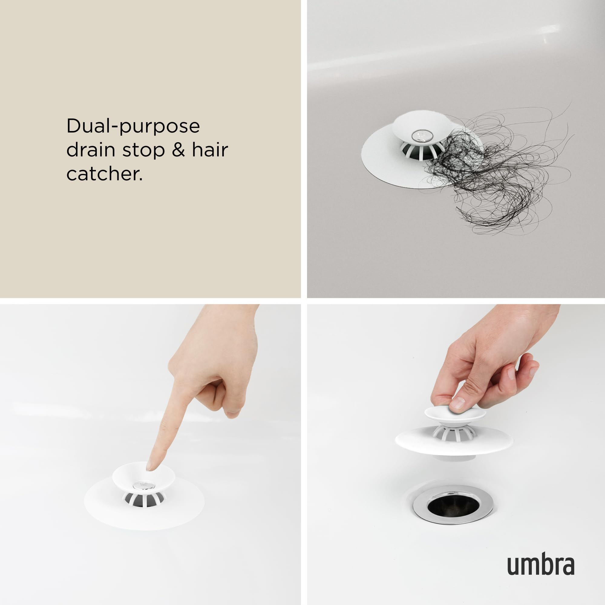 Umbra 023464-660 Flex Drain Stop/Hair Catcher, White