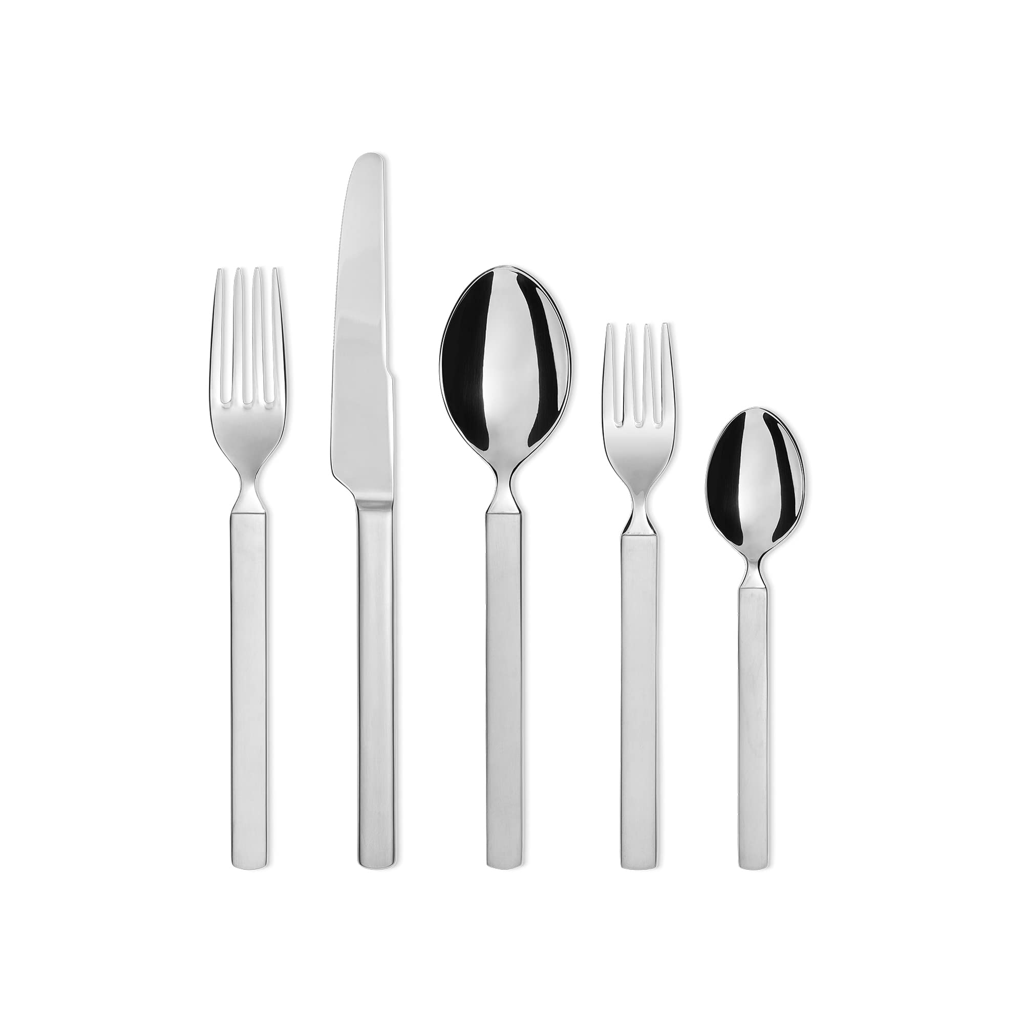 Alessi ''Dry'' 7-1/2-Inch Table Fork With Satin Handle, Set Of 6, Silver