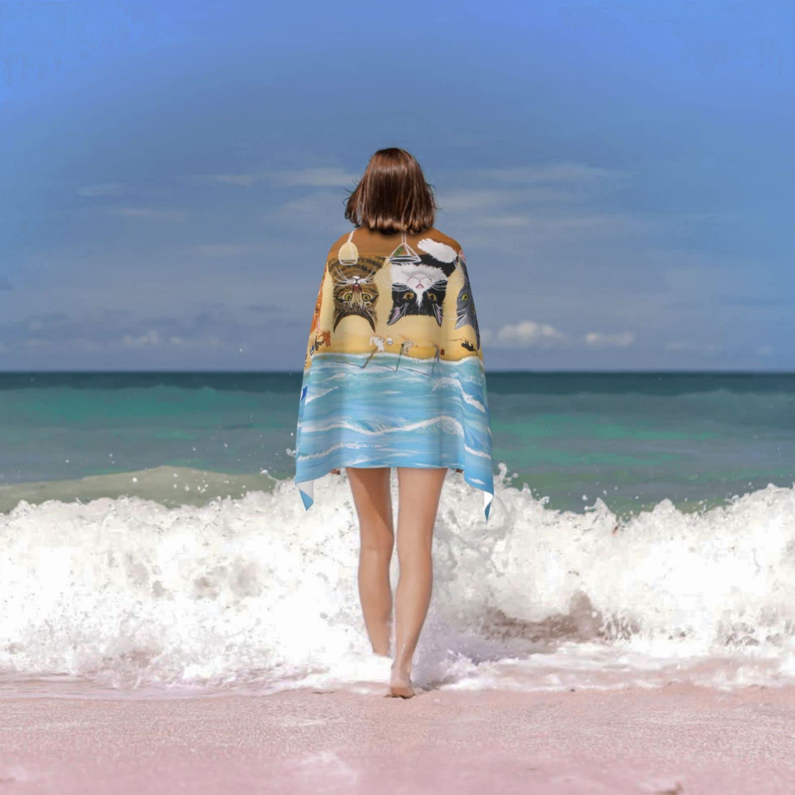 Cat Beach Towel For Women, Microfiber Beach Towels For Adults, Cute Personalized Beach Towels Bulk, Big Extra Large Beach Towels