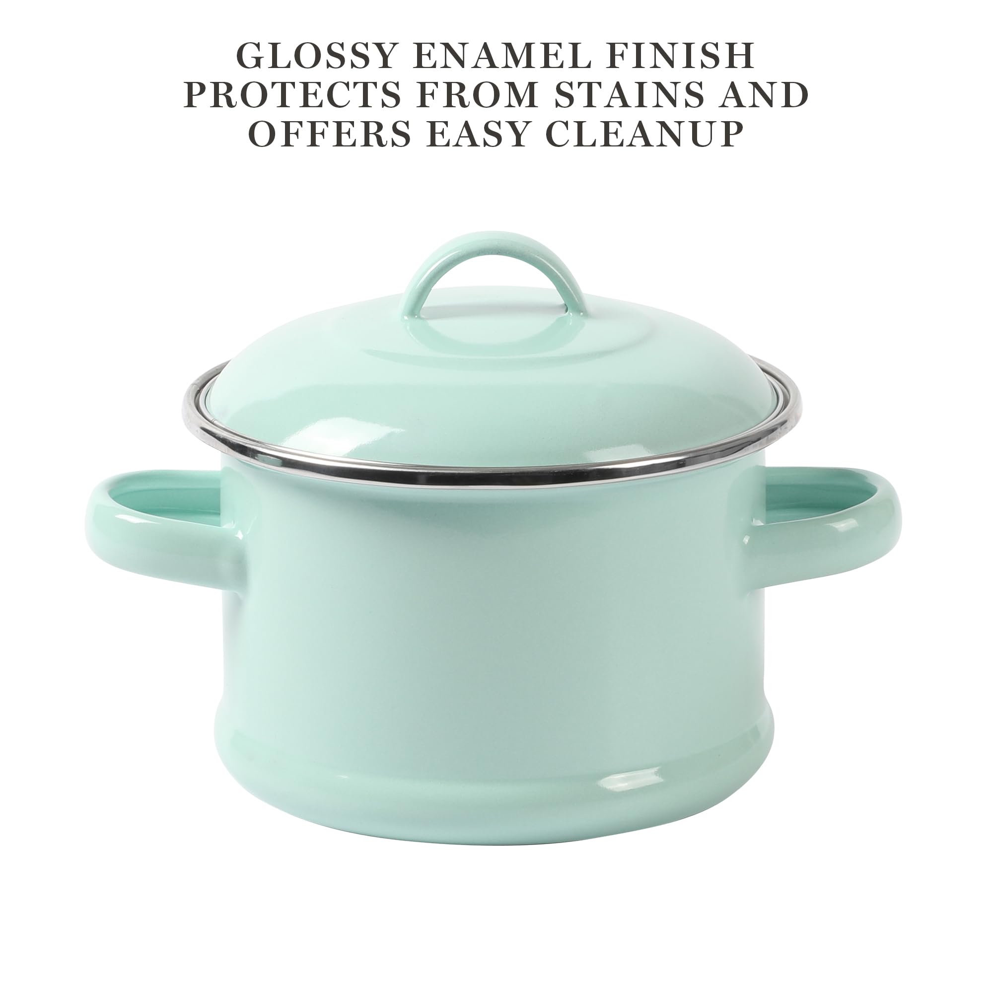 Martha Stewart Thayer 2-Pack 5.5'' Enamel On Steel Mini Scratch Resistant Dutch Oven W/Lid - Martha Blue