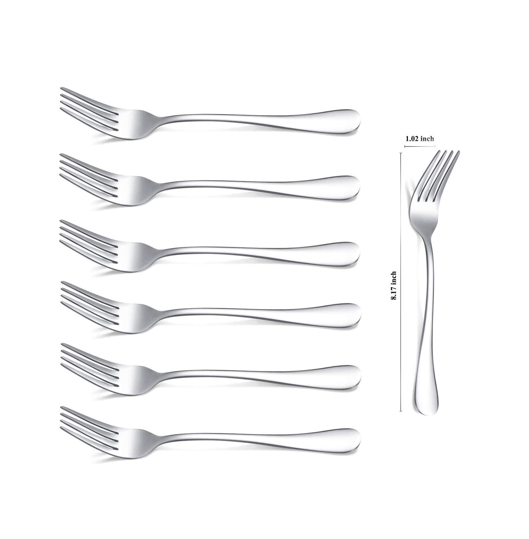 Kyraton Dinner Fork 6 Pieces  Stainless Steel 8.17 Inch Forks Silverware  Table Forks Set of 6