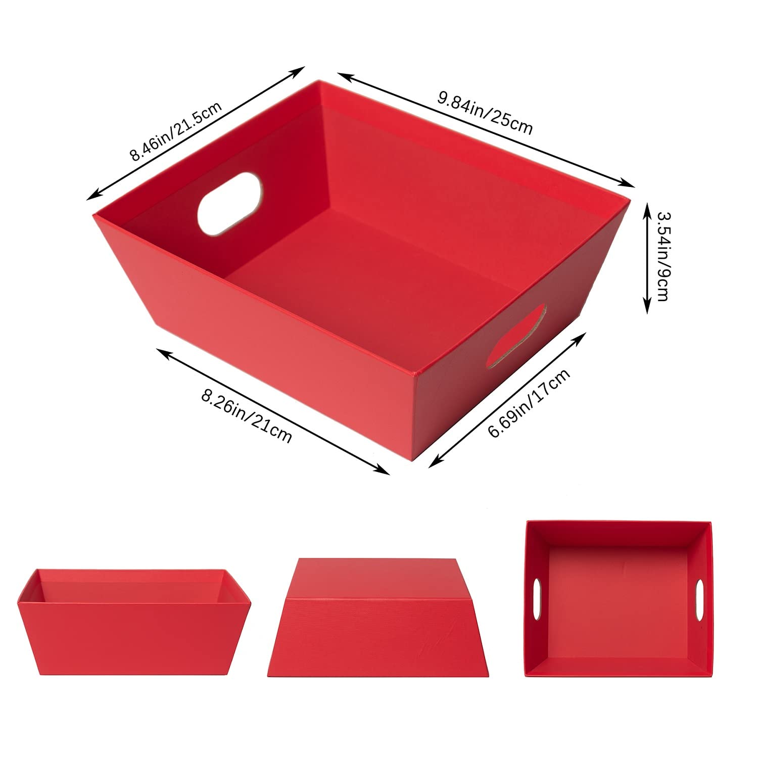 Basket For Gifts Empty, 5 Pack Sturdy Empty Gift Basket Kit With Handles, Red Cardboard Empty Gift Baskets To Fill Bulk For Holi