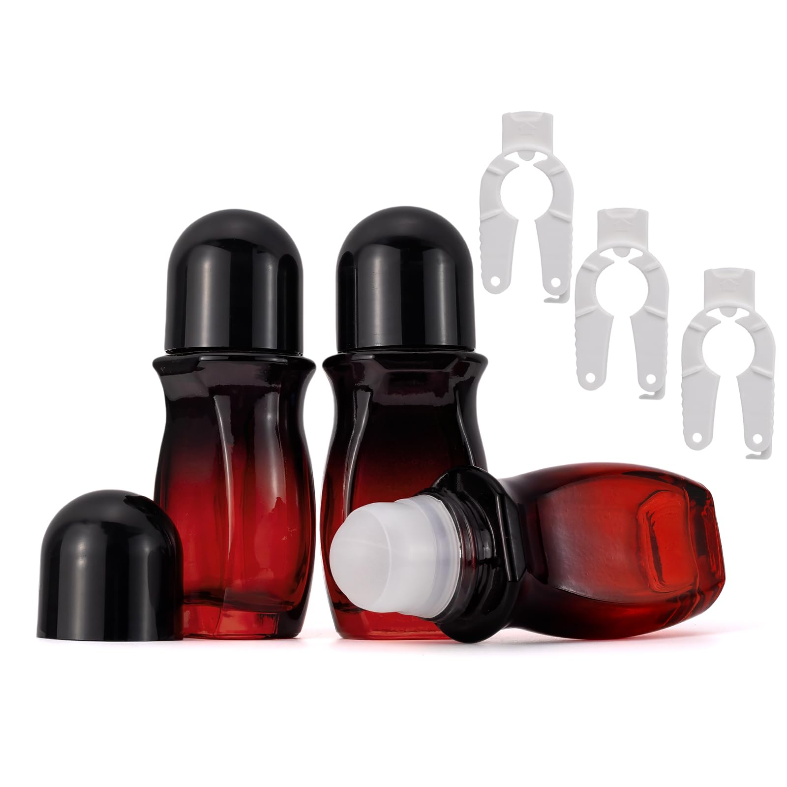 Jiuwu Roll On Bottles For Deodorant 50 Ml Rollerball Bottle For Amber Oil 3Pcs Roller Bottles For Essential Oils With Multi-Func