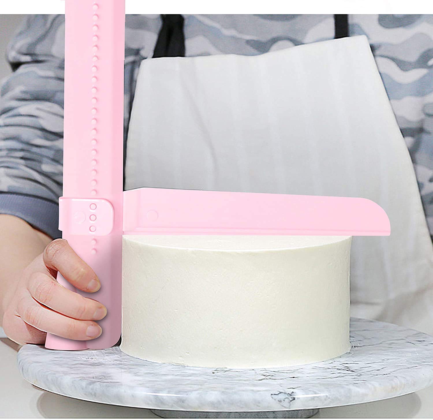 Adjustable Cake Scraper Icing Smoother - Beginners Frosting Decorating Tools Supplies Set - With Plastic Pastry Comb Pcs For Edg