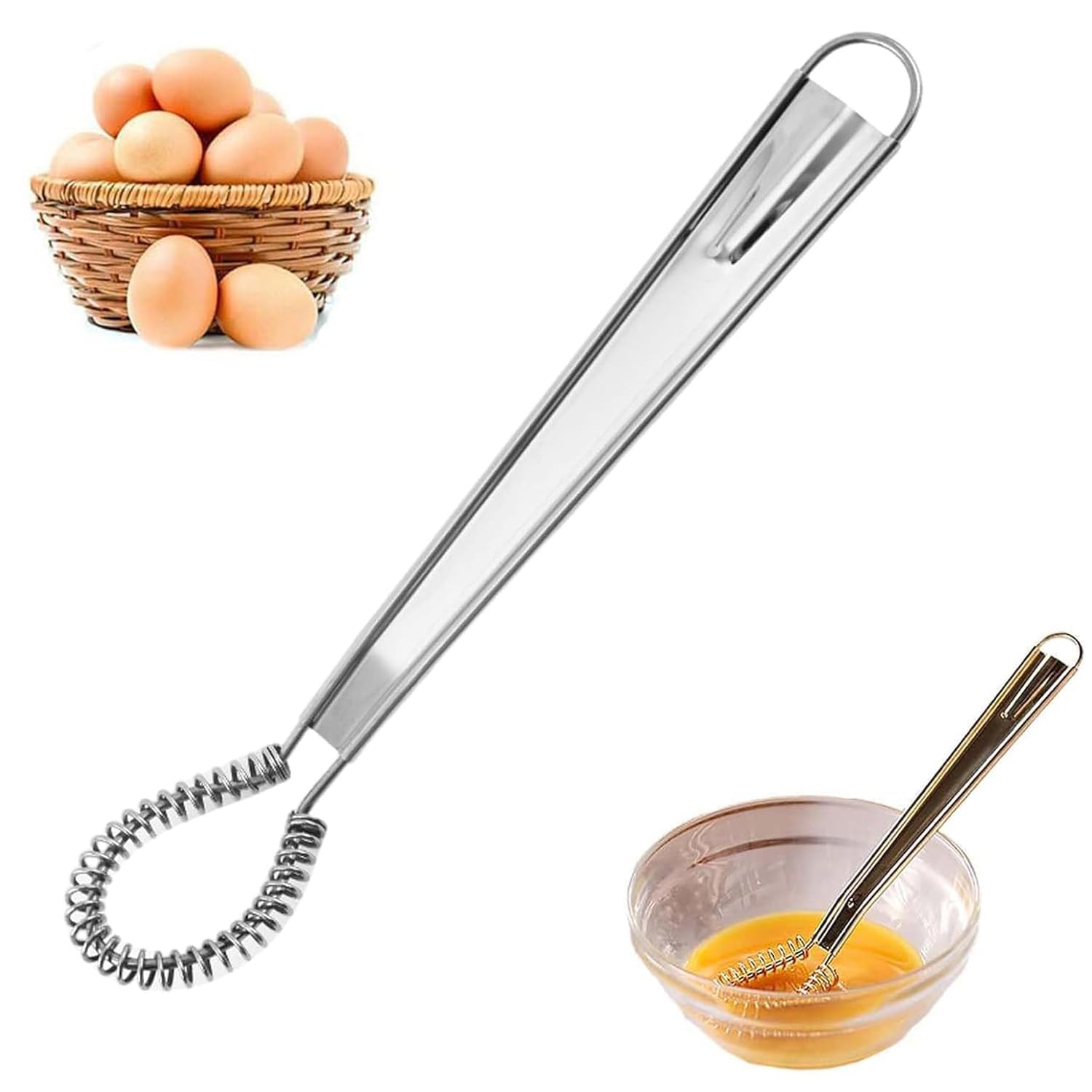 Voxmix Stainless Steel Sauce & Gravy Whisk, Mini Egg Whisk Beater Milk Frother Foamer Coffee Mixer Hand Held Sauce Stirrer Blend