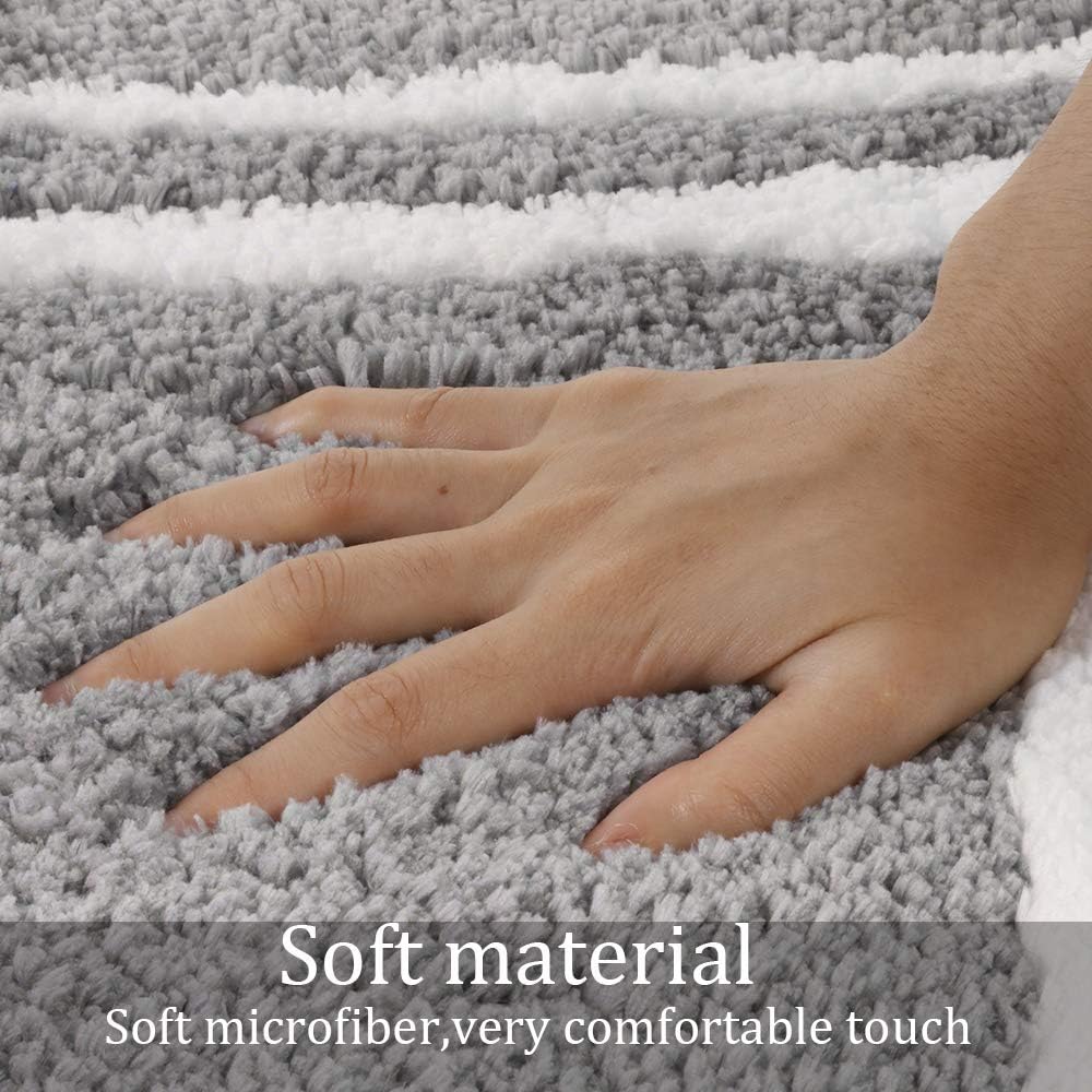 Uphome Bathroom Runner Rug Black Non-Slip Long Bath Mat Soft And Water Absorbent Bath Rug Machine Washable Fluffy Microfiber Flo